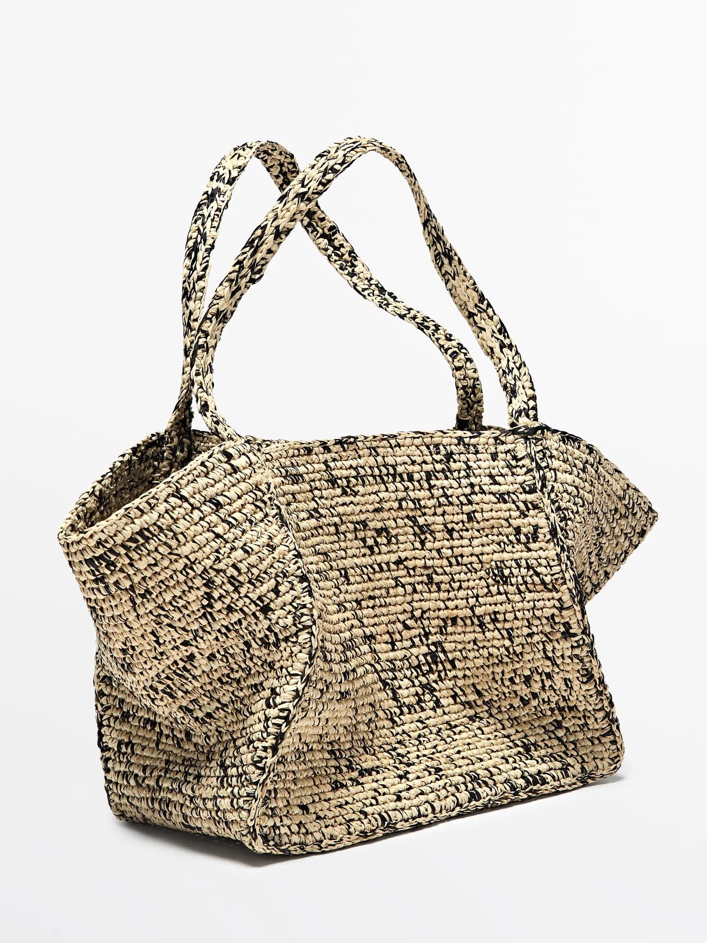Сумка-шоппер среднего размера из 100% рафии. - фото 5