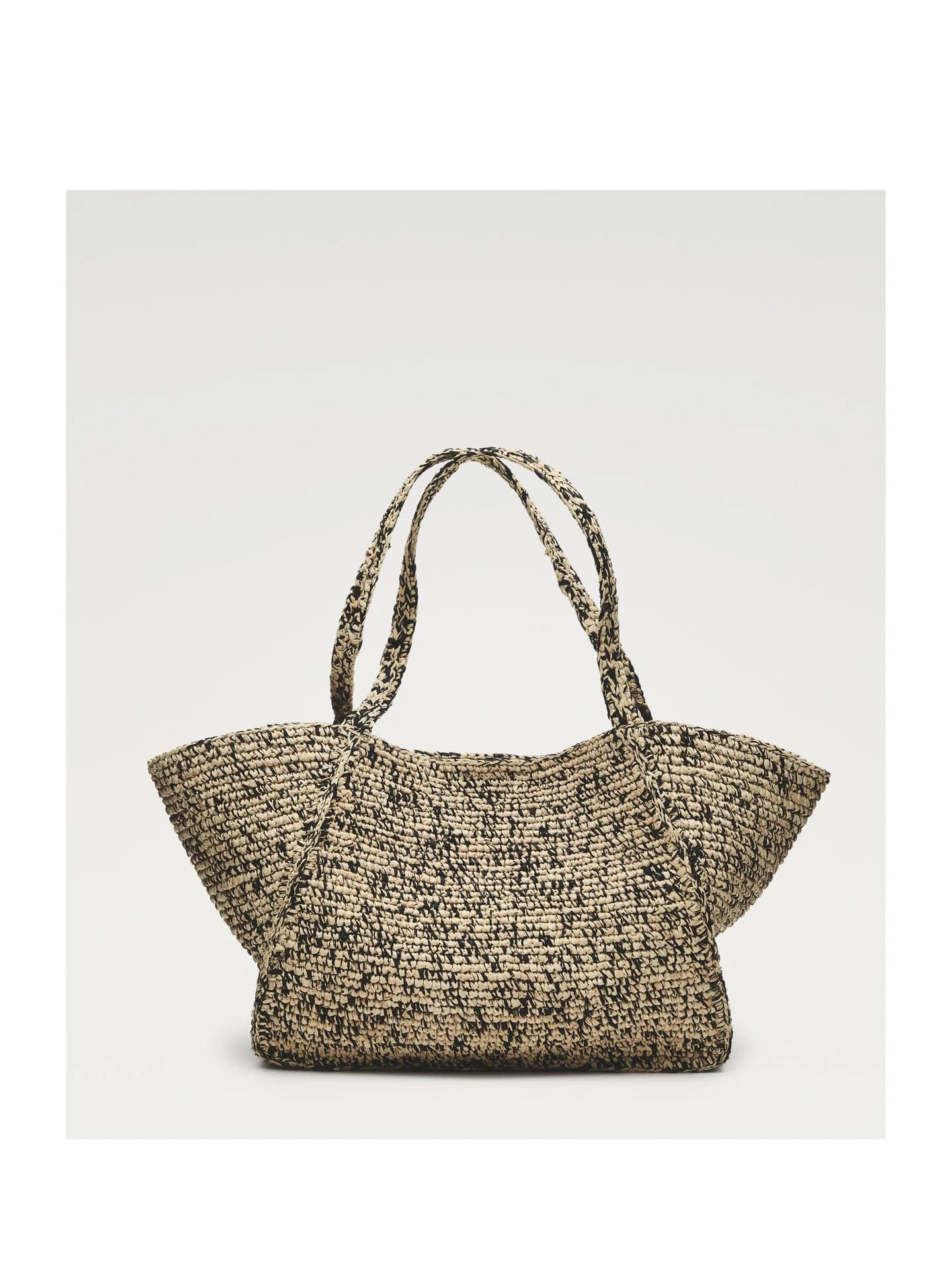 Сумка-шоппер среднего размера из 100% рафии. - фото 6