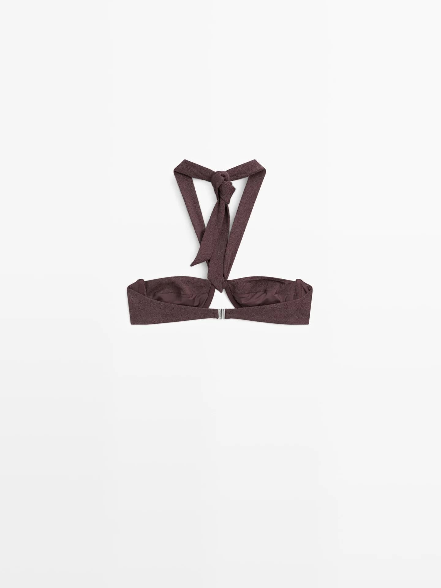 Текстурированный лиф бикини на косточках с воротником-хомутом - фото 3