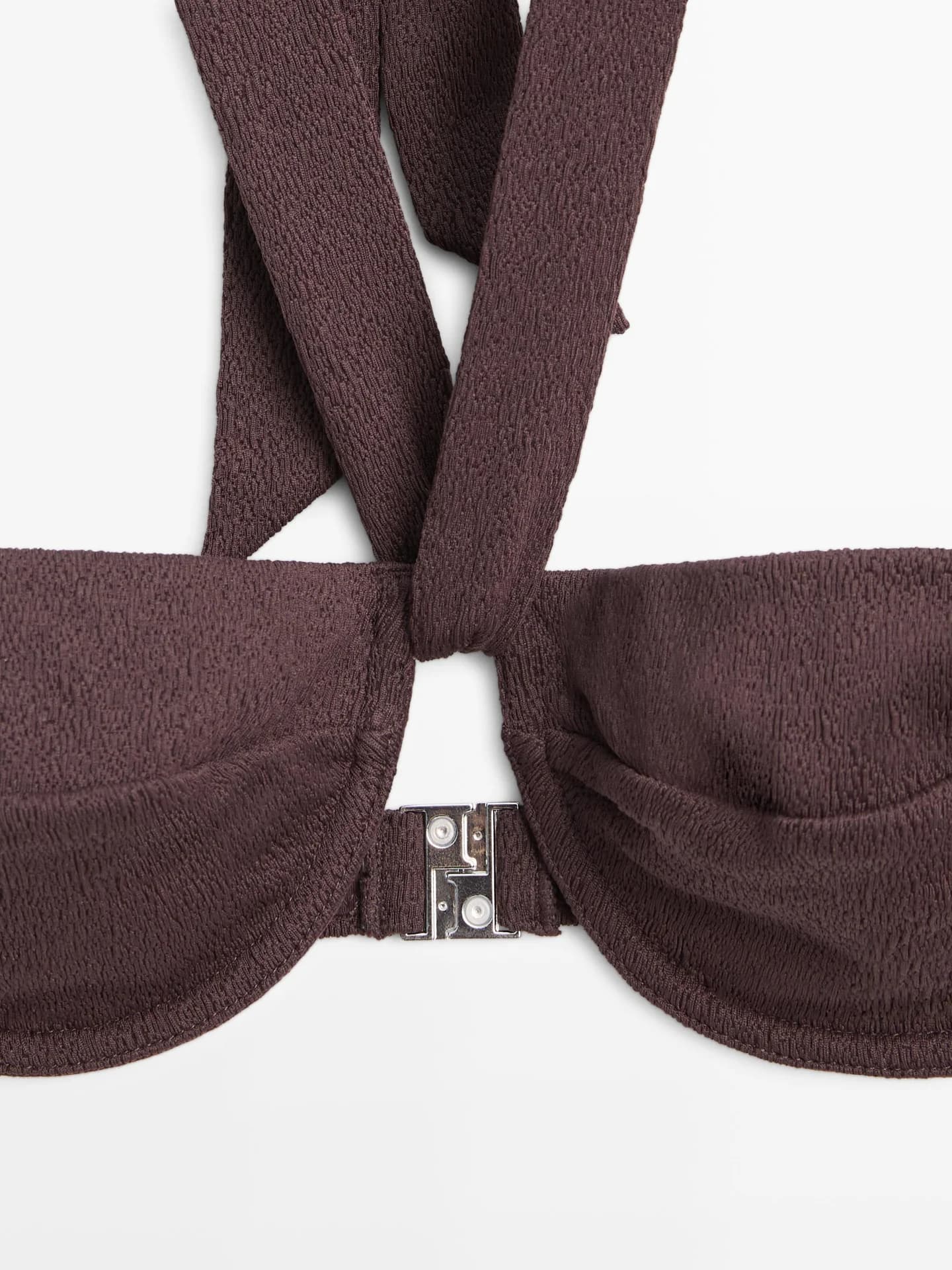 Текстурированный лиф бикини на косточках с воротником-хомутом - фото 4