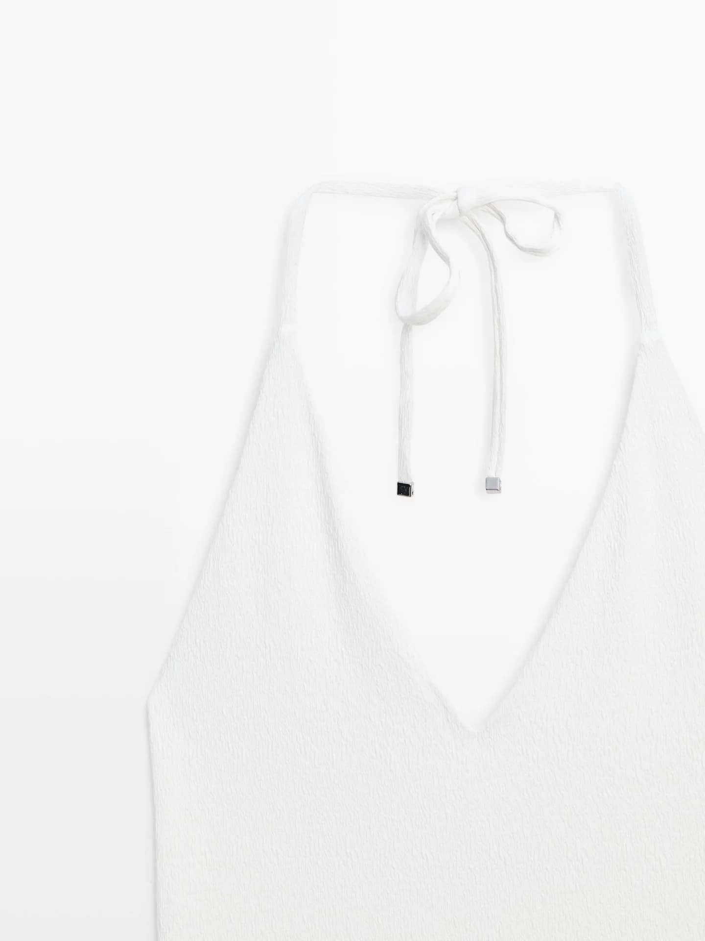 Текстурированный купальник с V-образным вырезом - фото 4