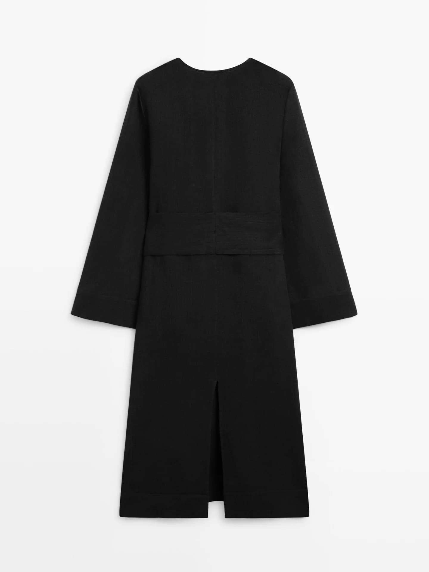 Платье миди длины из 100% льна с декоративными завязками. - фото 2