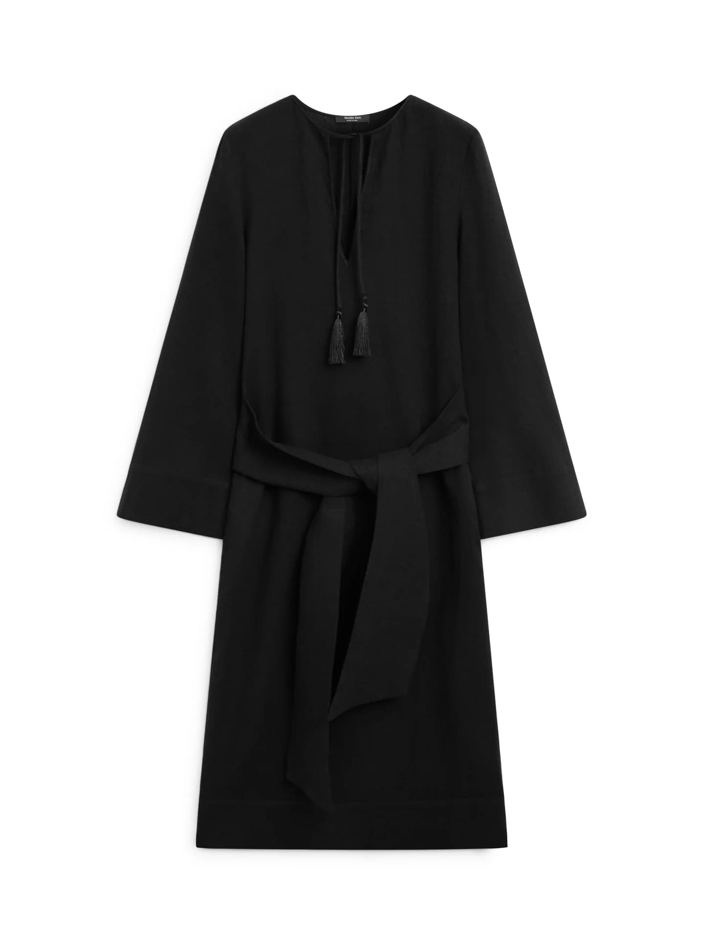 Платье миди длины из 100% льна с декоративными завязками. - фото 3