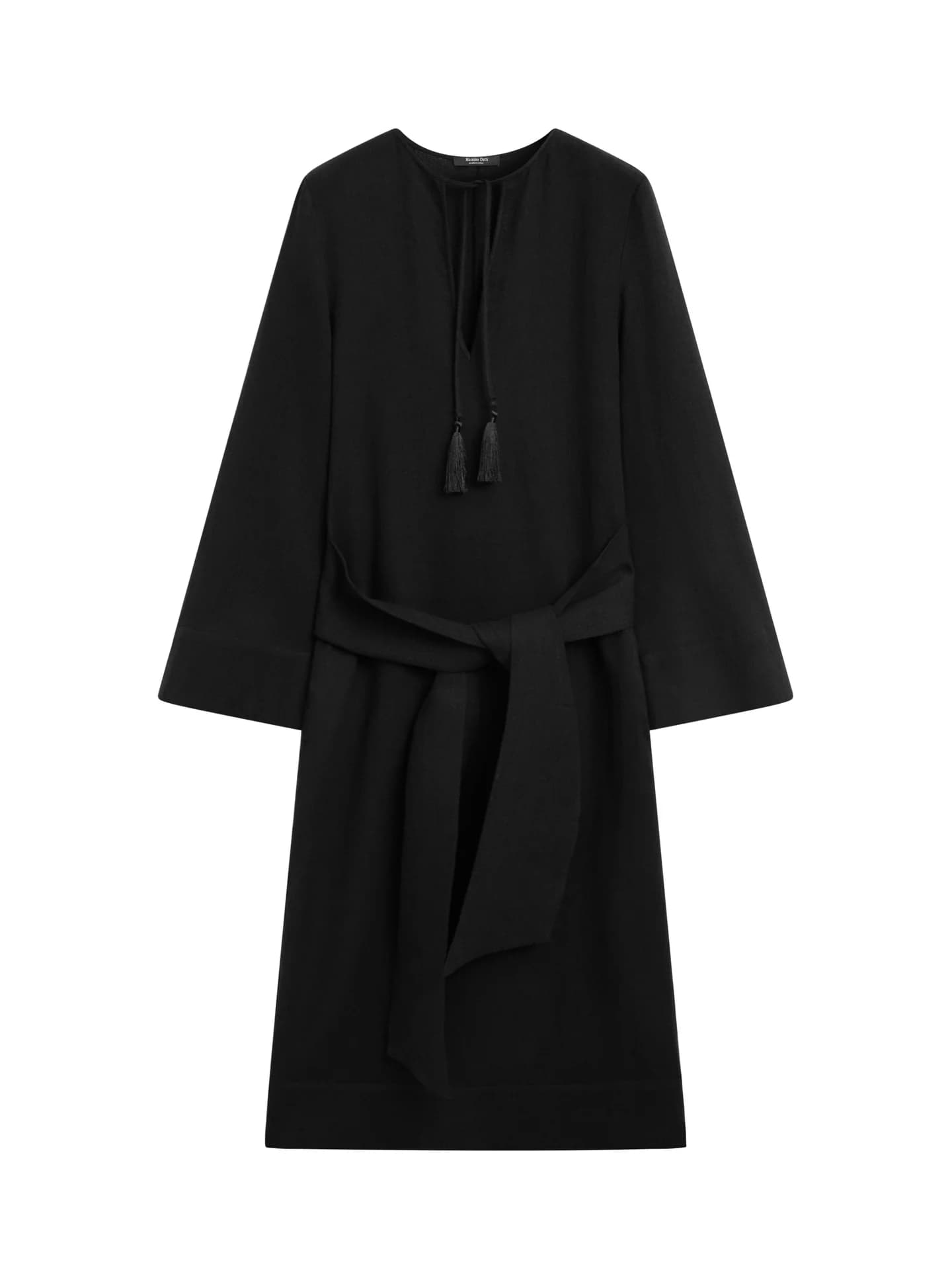 Платье миди длины из 100% льна с декоративными завязками. - фото 4