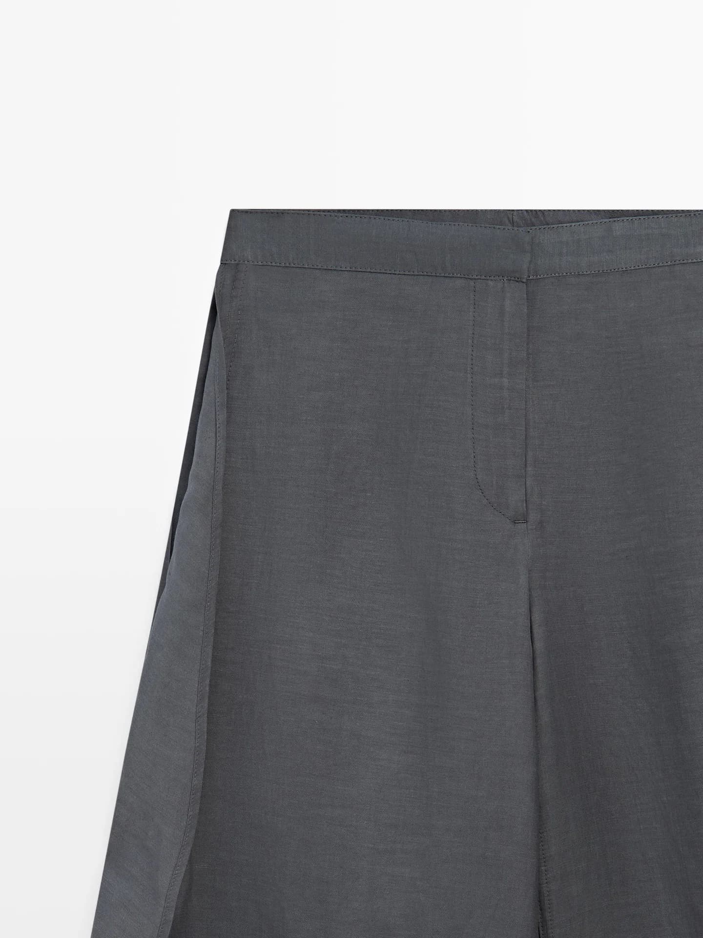 Льняные брюки с разрезами - фото 5