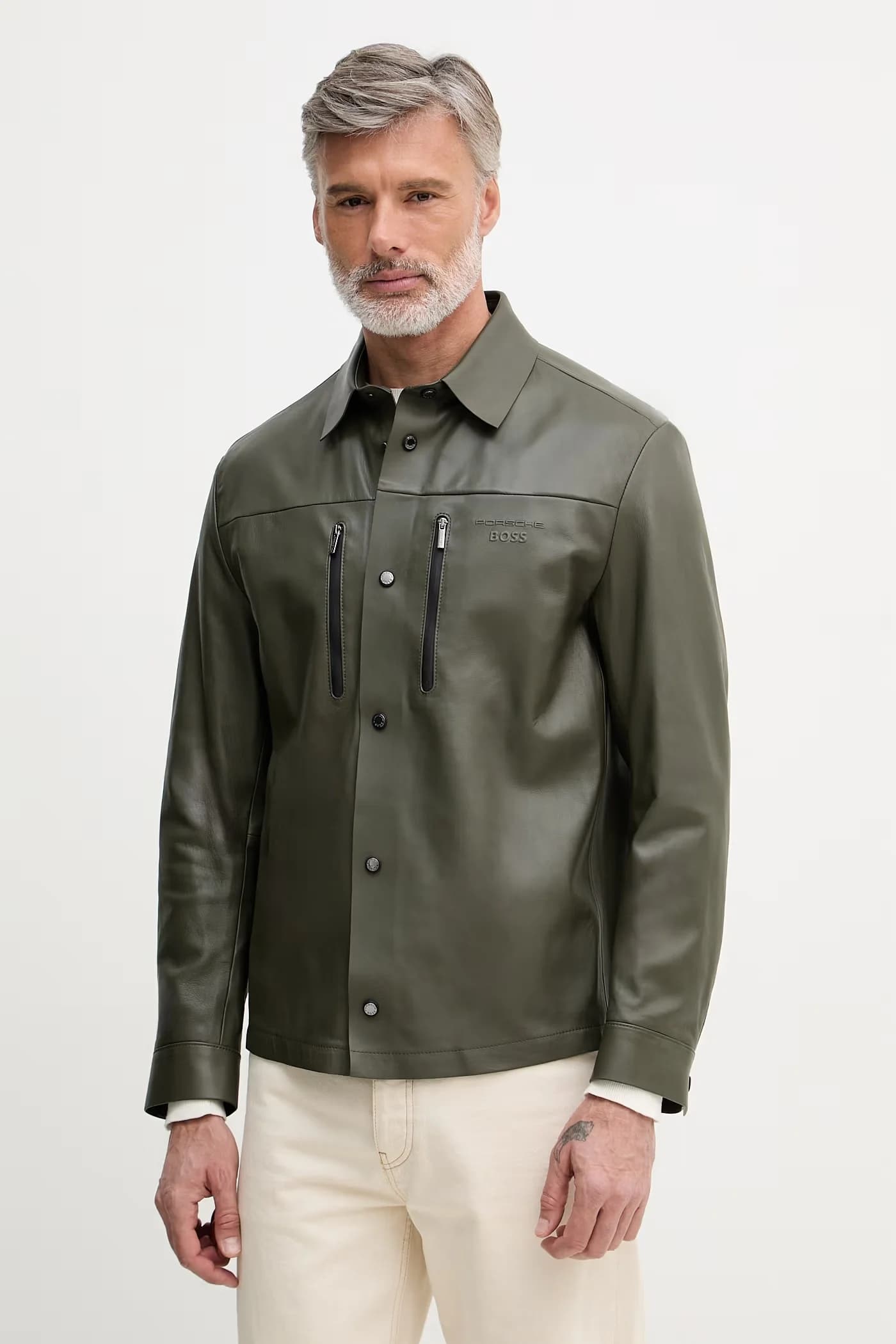 Мужская короткая кожаная куртка BOSS X PORSCHE