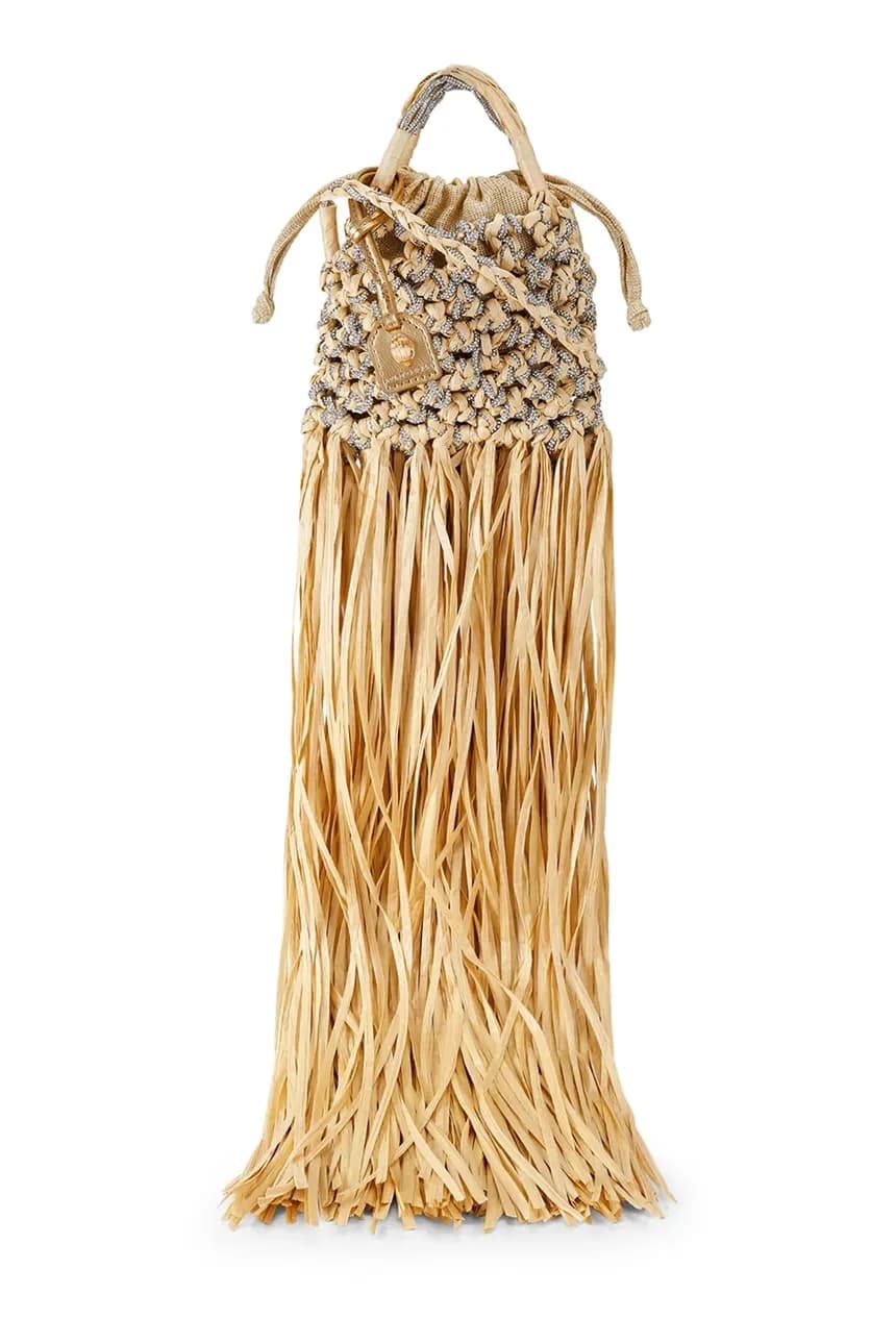 Женская мини-сумка с кристаллами макраме