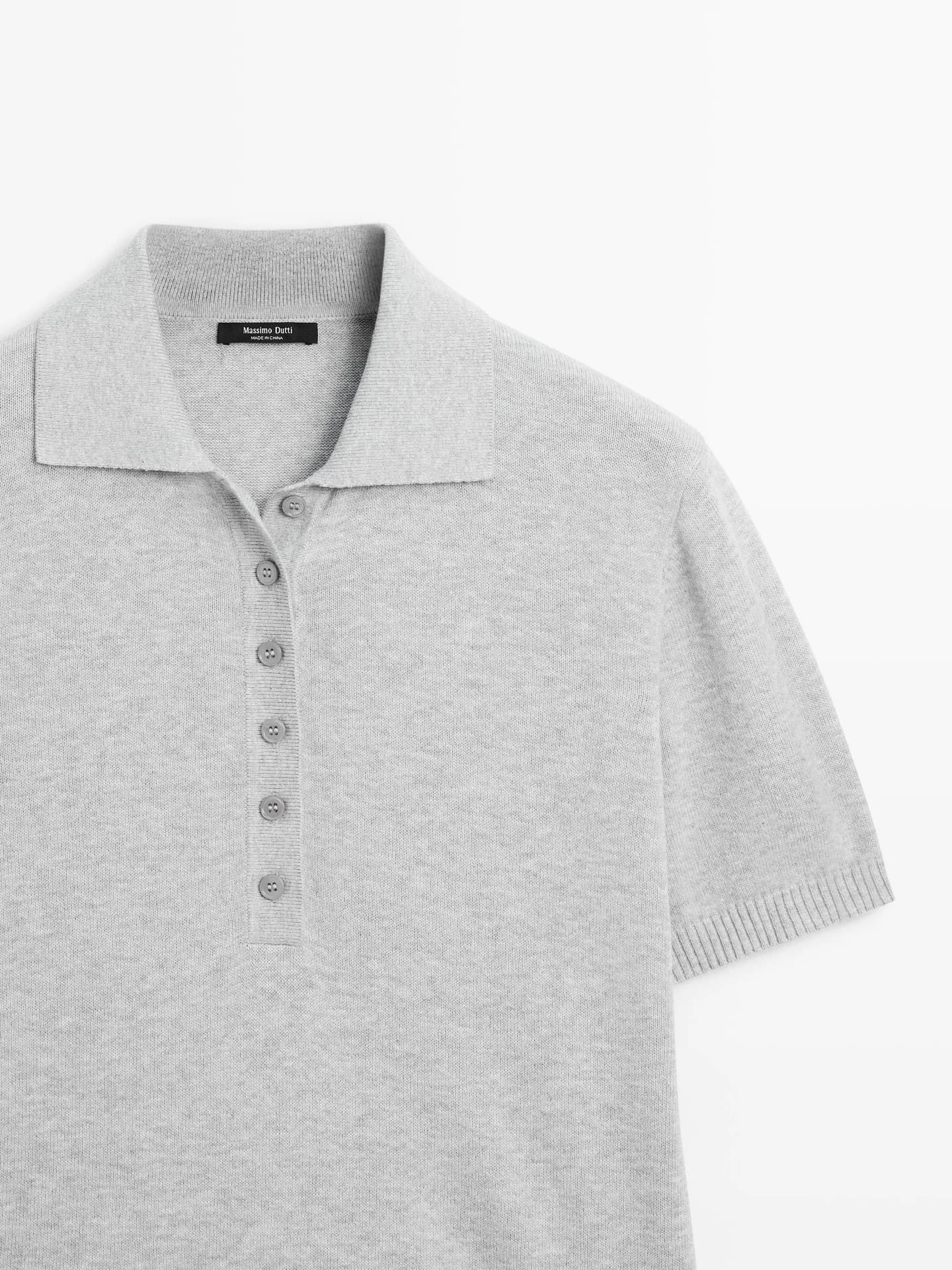 Свитер-поло хлопковой вязки - фото 3