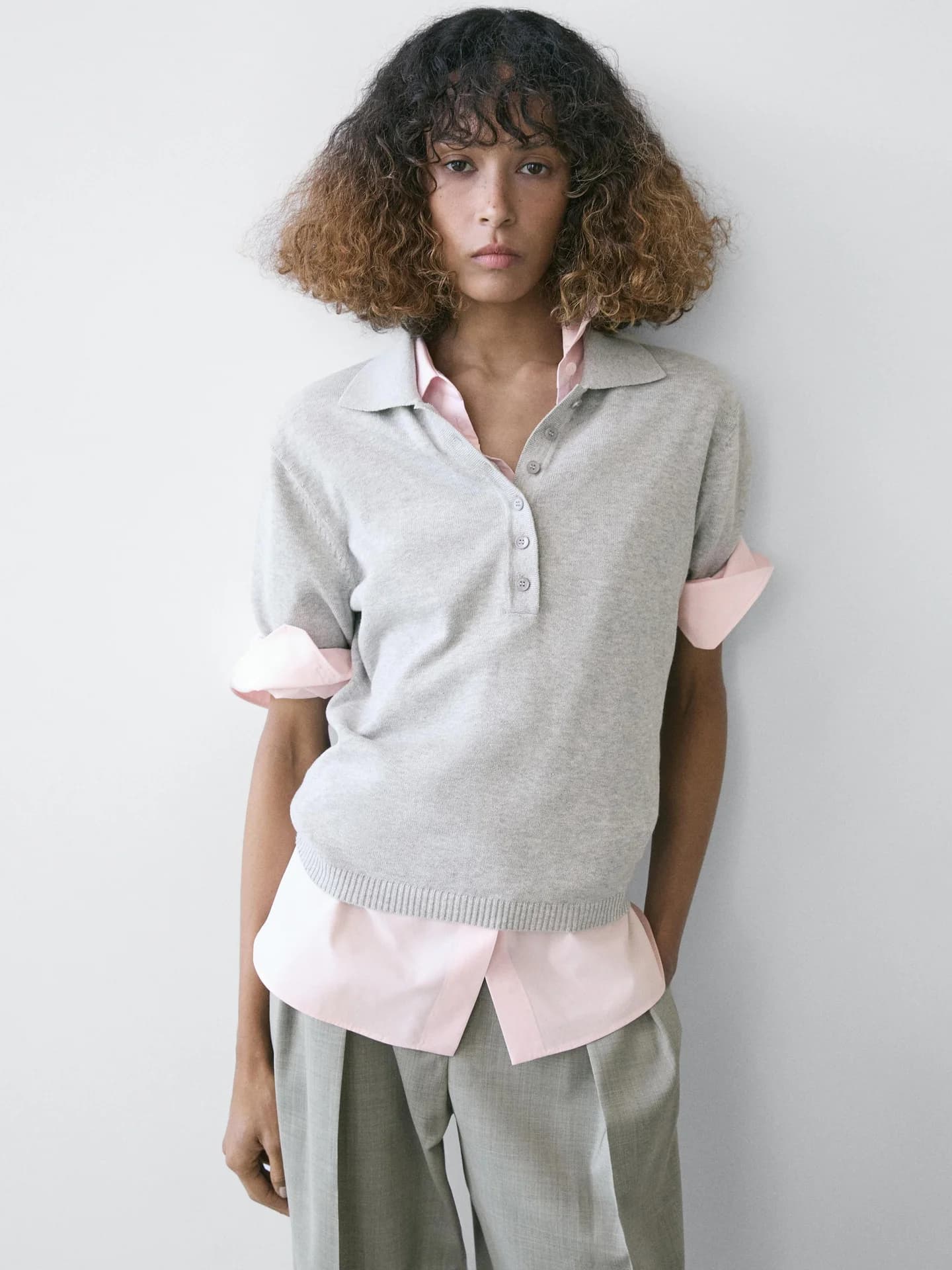 Свитер-поло хлопковой вязки - фото 9