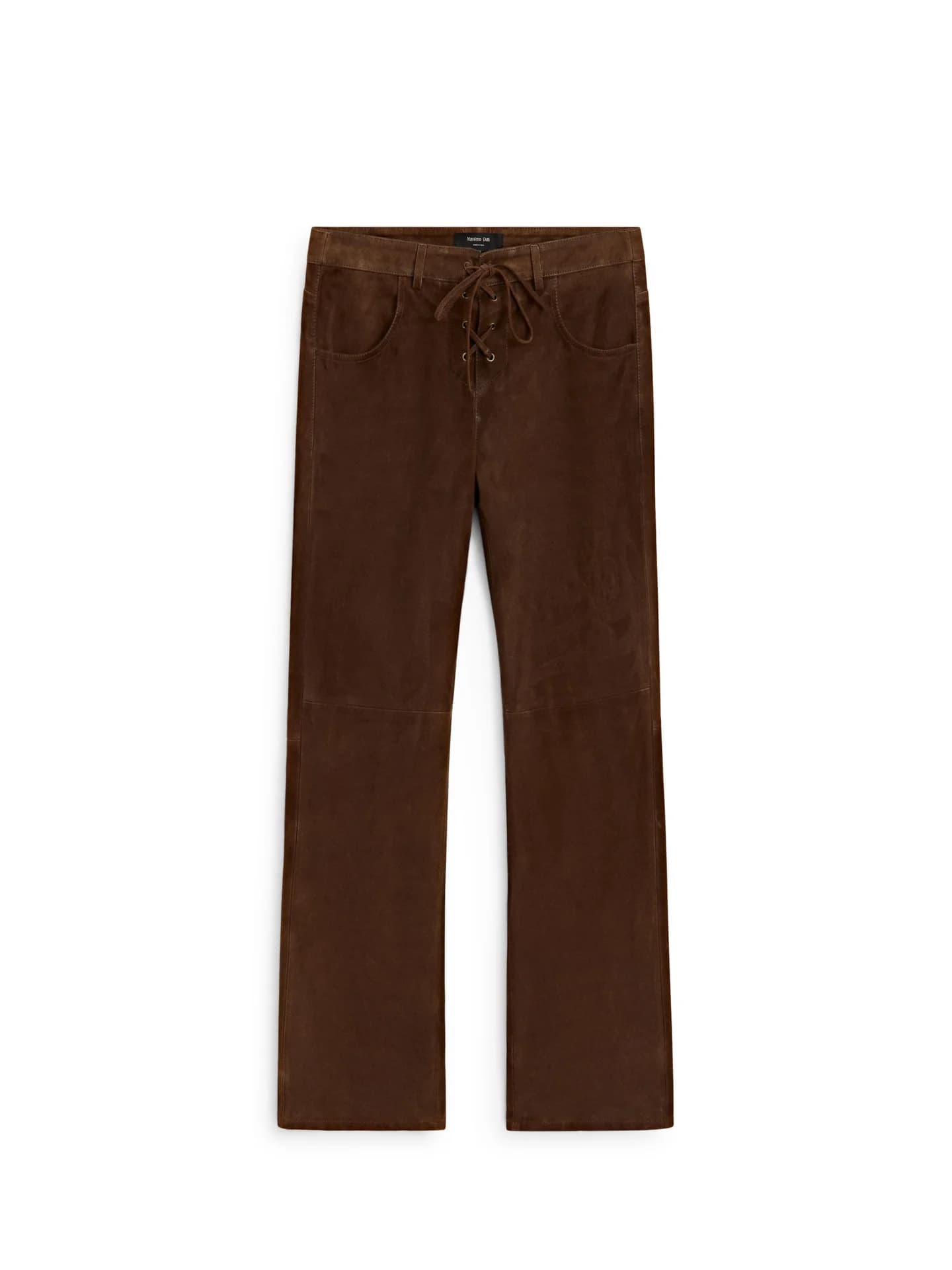 Укороченные брюки из замши с кулиской. - фото 8