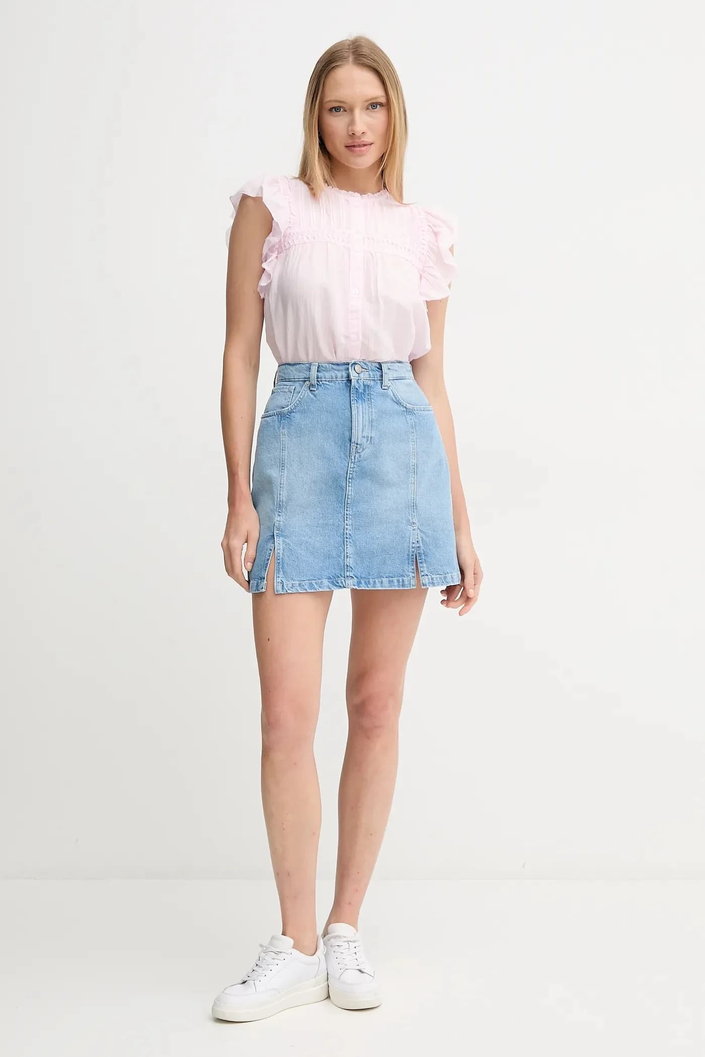 Джинсовая юбка MINI SKIRT HW SLIT - фото 2