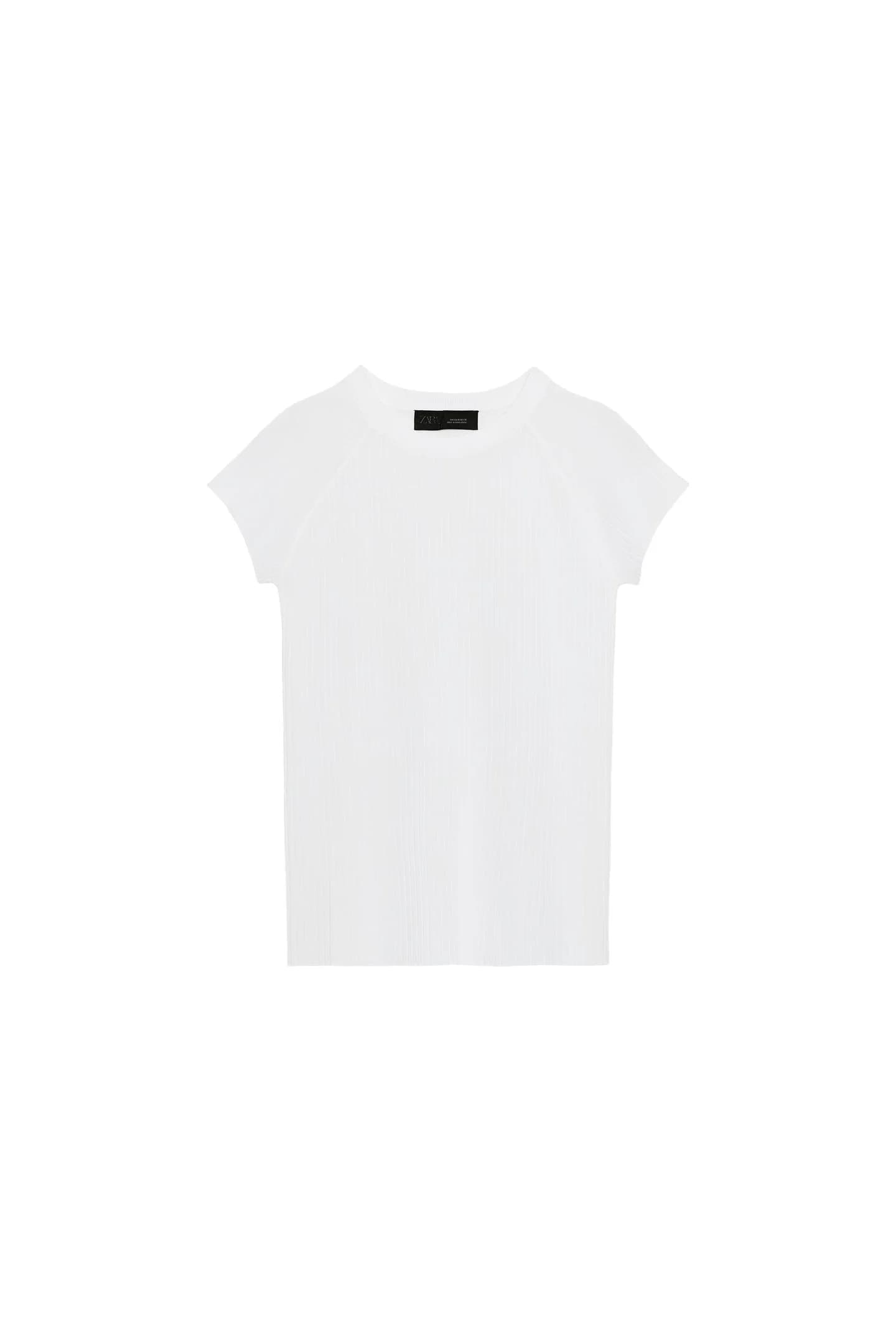 ТРИКОТАЖНЫЙ ТОП В РЕБРИКУ С КОРОТКИМИ РУКАВАМИ - фото 3