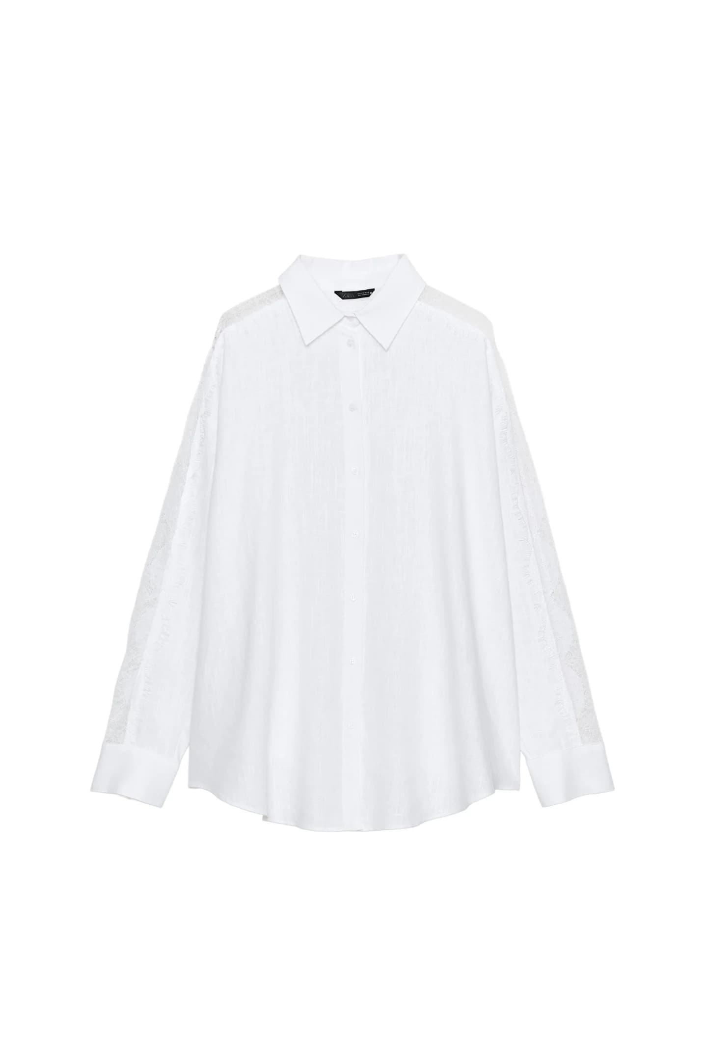 РУБАШКА ОВЕРСАЙЗ ИЗ КРУЖЕВА И ЛЬНА - фото 3