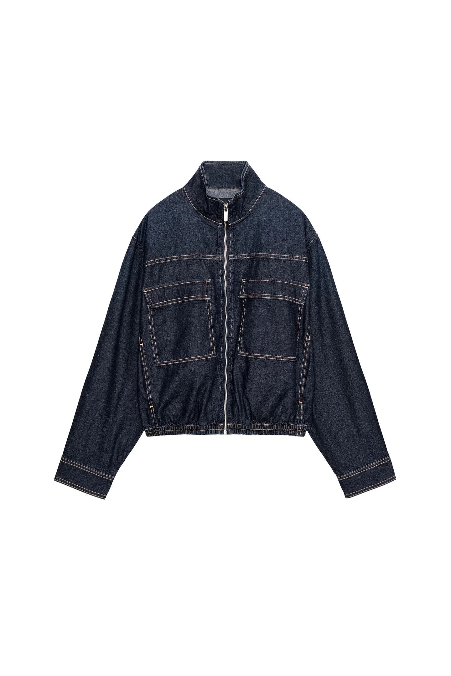 Z1975 ДЖИНСОВАЯ КУРТКА-БОМБЕР С ВОРОТНИКОМ-СТОЙКОЙ - фото 3