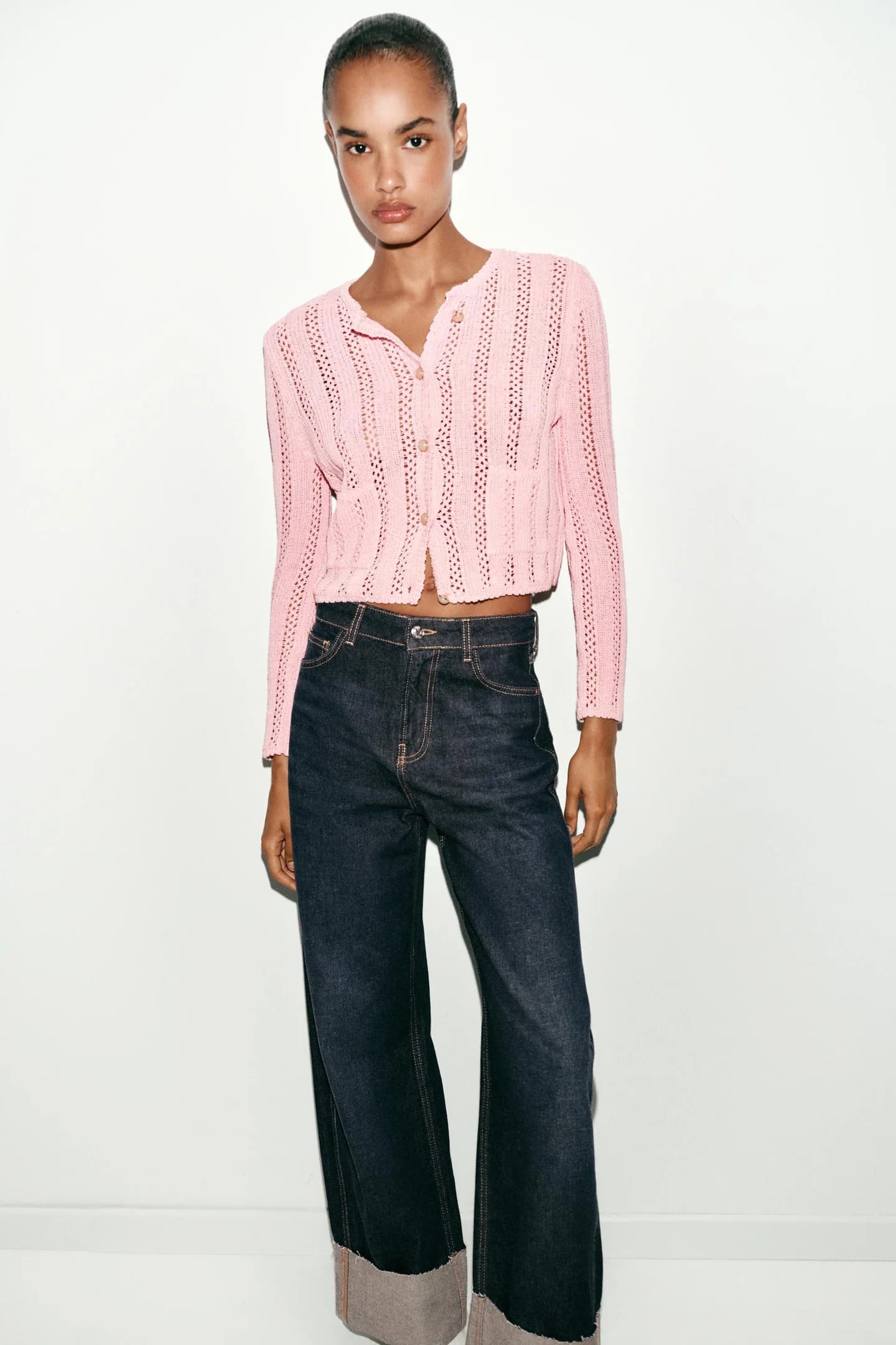 ТРИКОТАЖНЫЙ КАРДИГАН С СТРОЧКОЙ ПУАНТЕЛЕ - фото 2