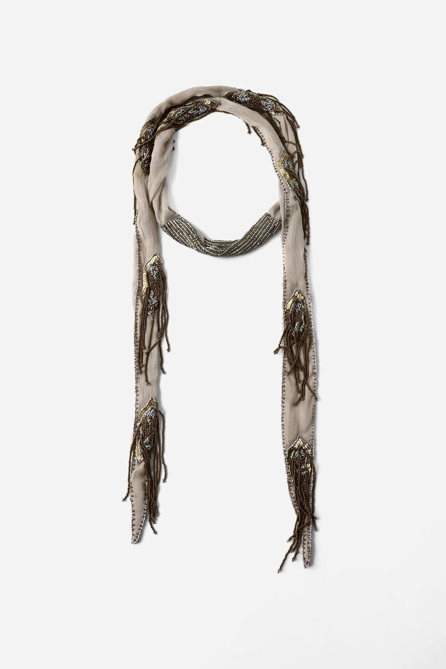 ШАРФ С БИСЕРАМИ И ПАЙЕТКАМИ