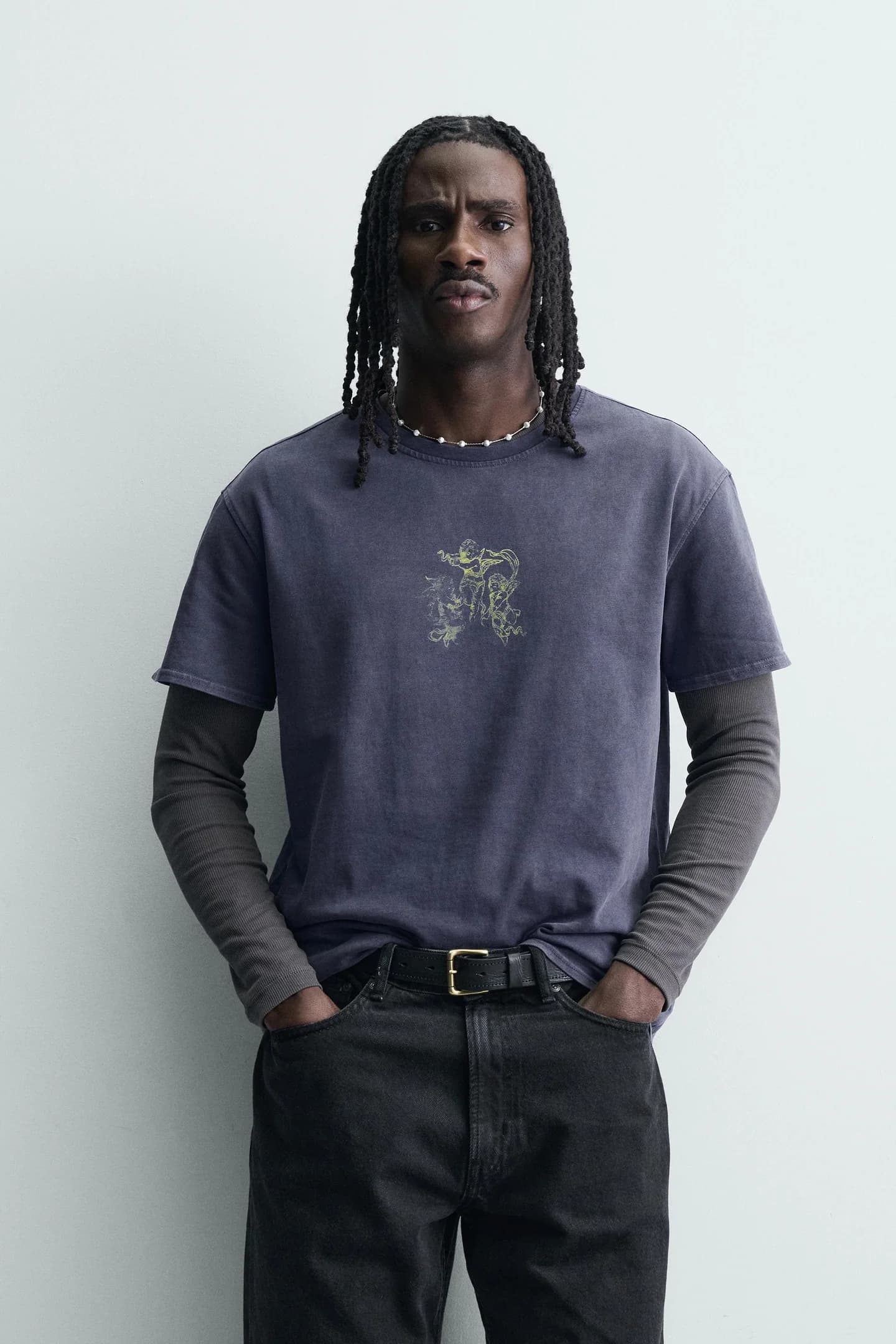 ФУТБОЛКА С ПРИНТАМИ С ЭФФЕКТОМ СТИРКИ - фото 2