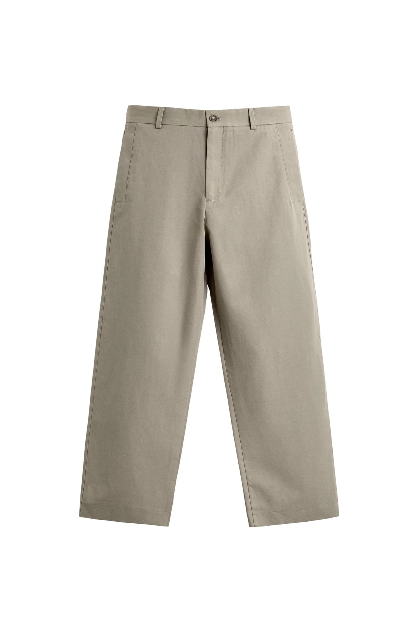 БРЮКИ СВОБОДНОГО КРАЯ ИЗ ХЛОПКОВОЙ И ЛЬНЯНОЙ ТКАНИ - фото 3