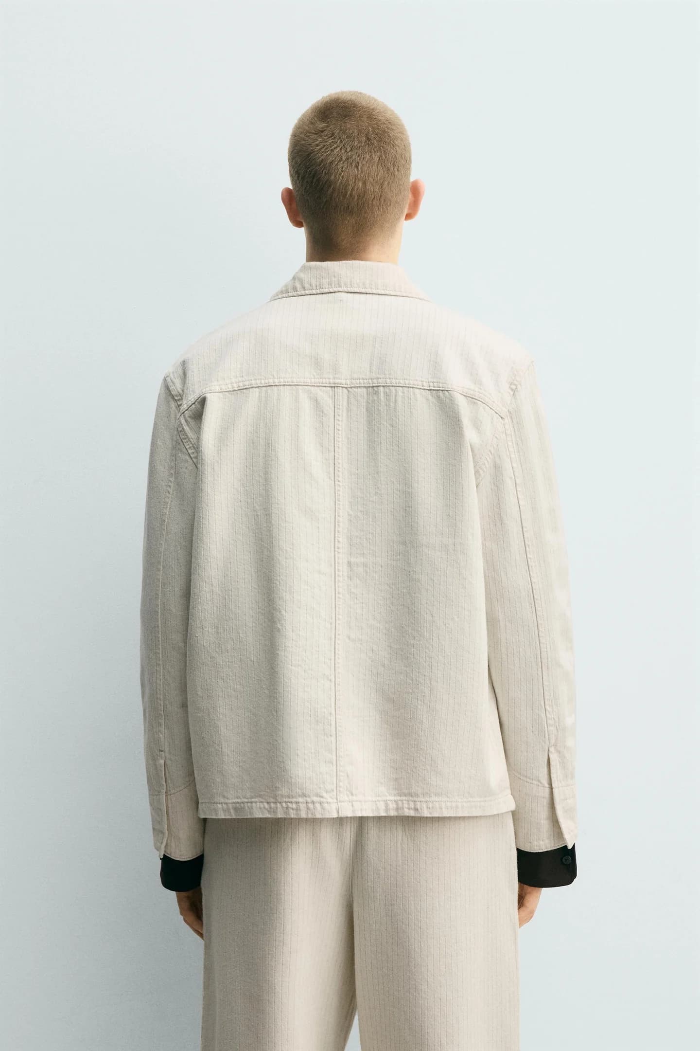 ПОЛОСКАЯ КУРТКА-РУБАШКА ИЗ СТРУКТУРНОЙ ТКАНИ - фото 2