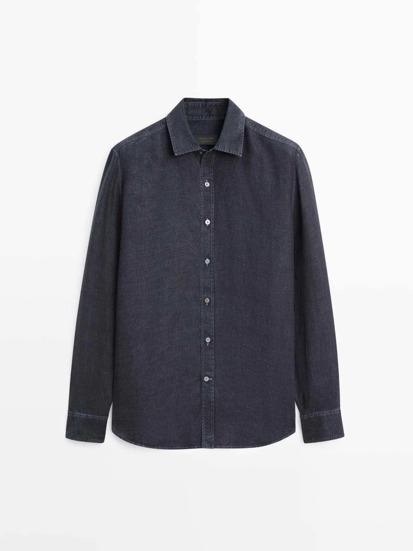 Рубашка стандартного кроя из 100% льна. - фото 2