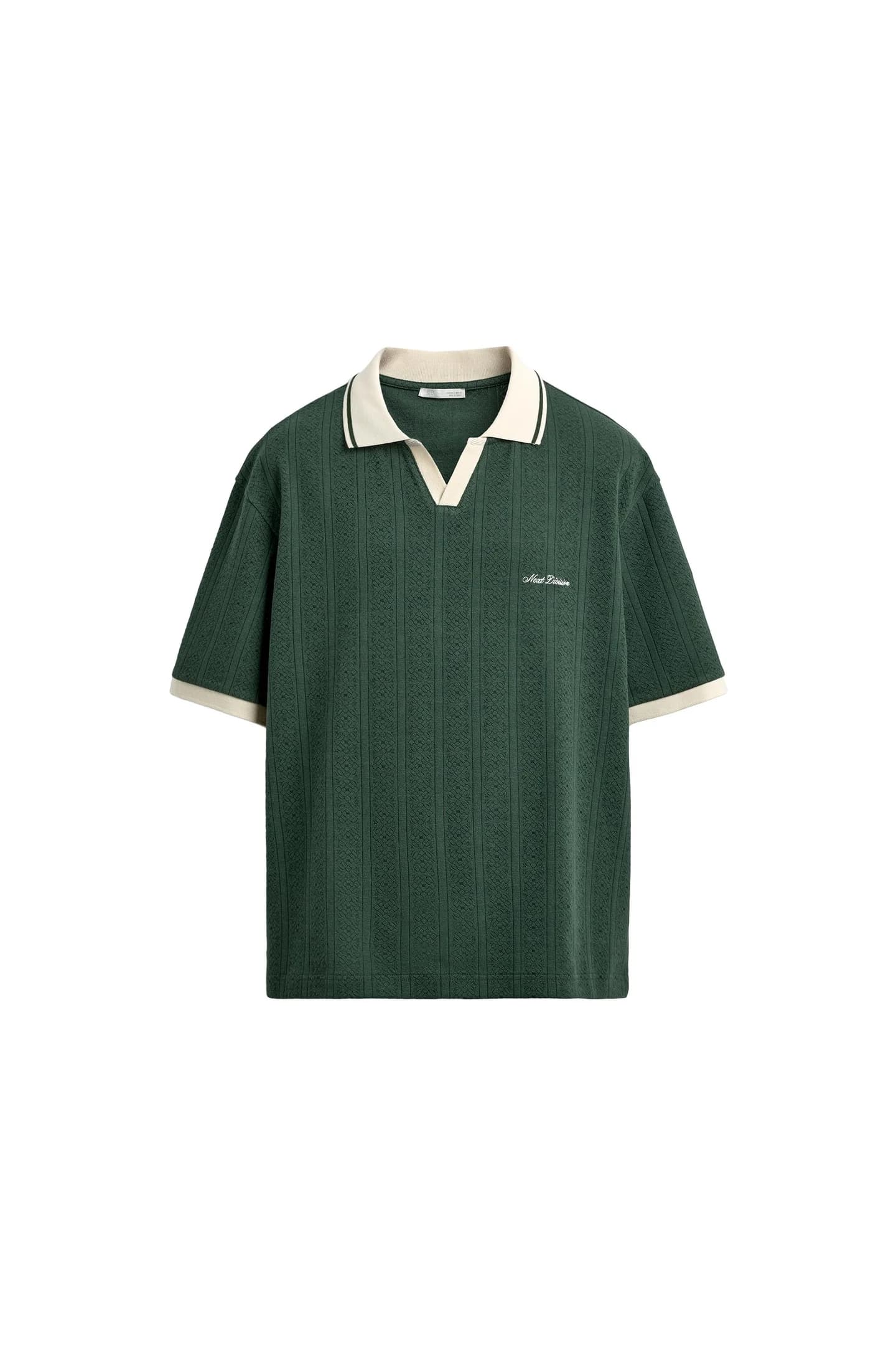 РУБАШКА ПОЛО из ЖАККАРДА С ВЫШИВКОЙ В ВЕРТИКАЛЬНЫЕ ПОЛОСКИ - фото 3