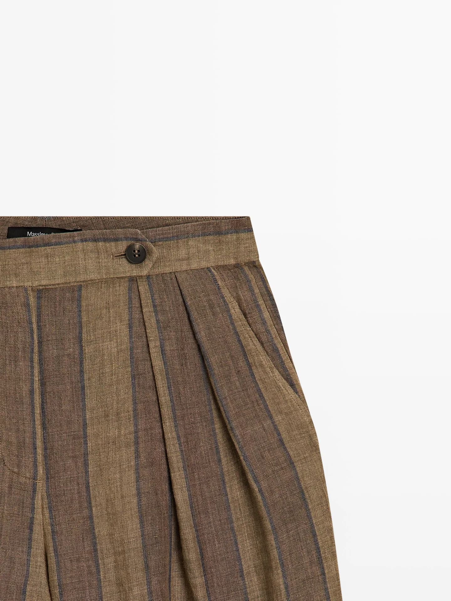 Широкие брюки в полоску с льном - фото 2