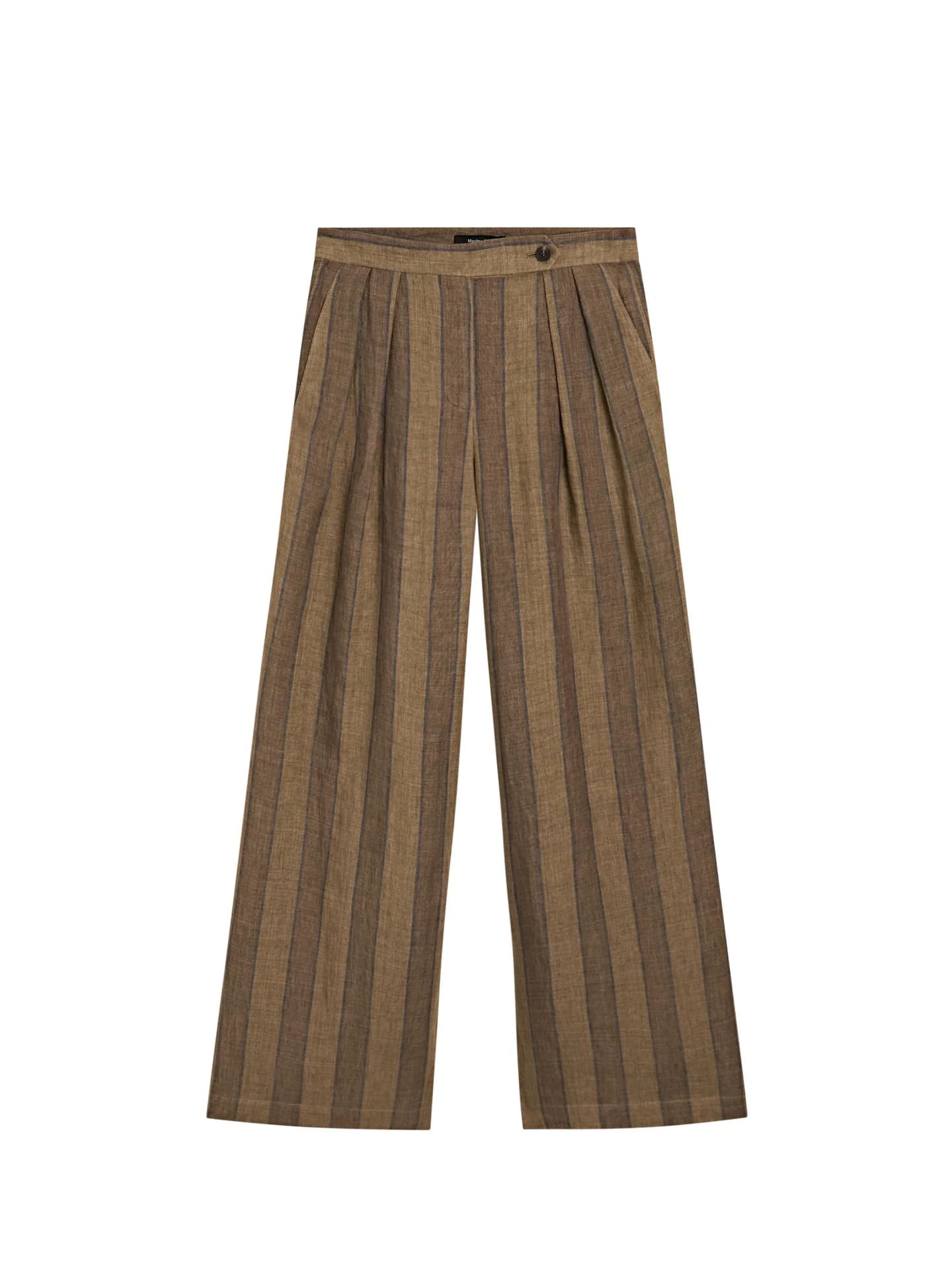 Широкие брюки в полоску с льном - фото 6