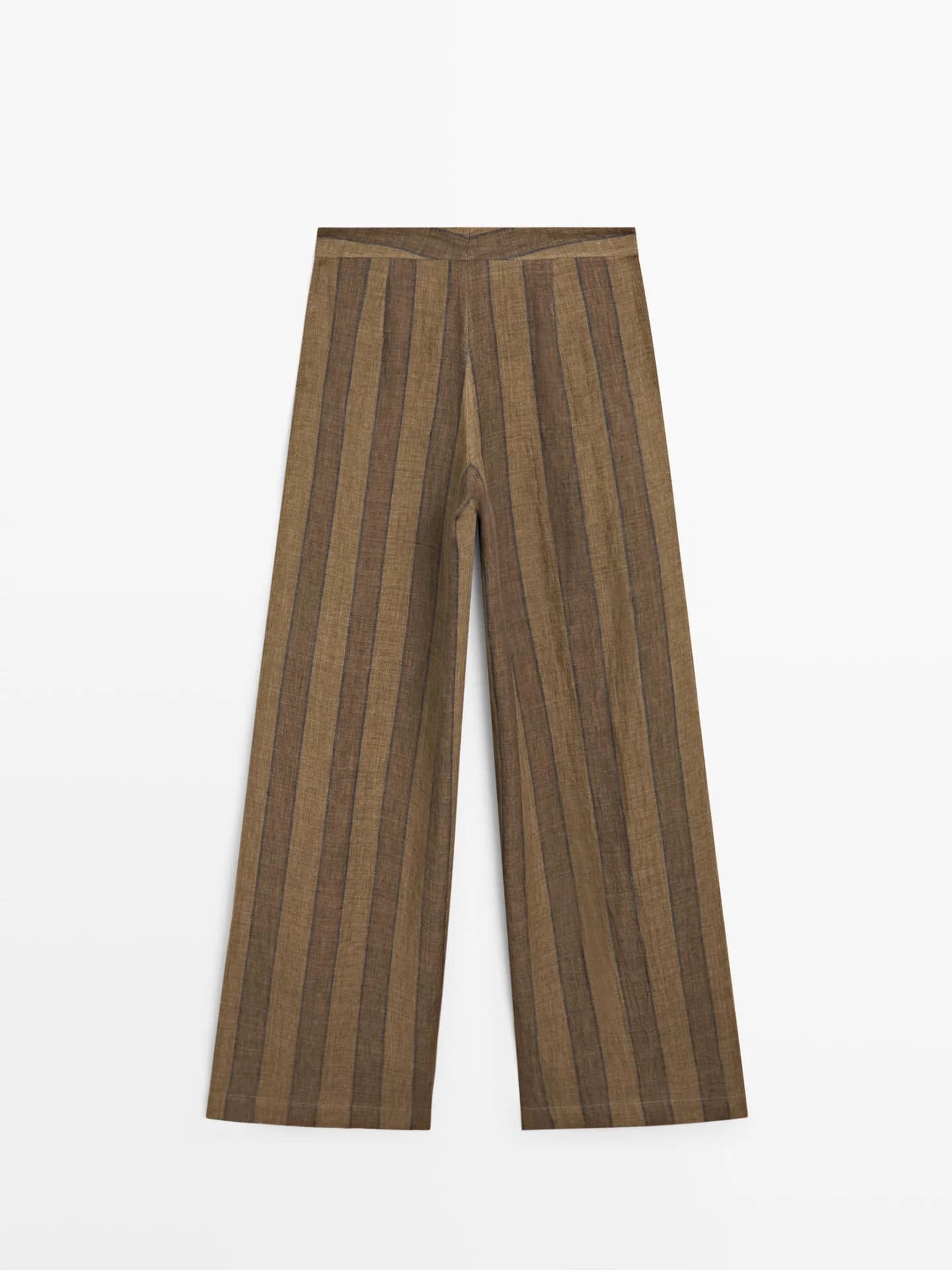 Широкие брюки в полоску с льном - фото 7