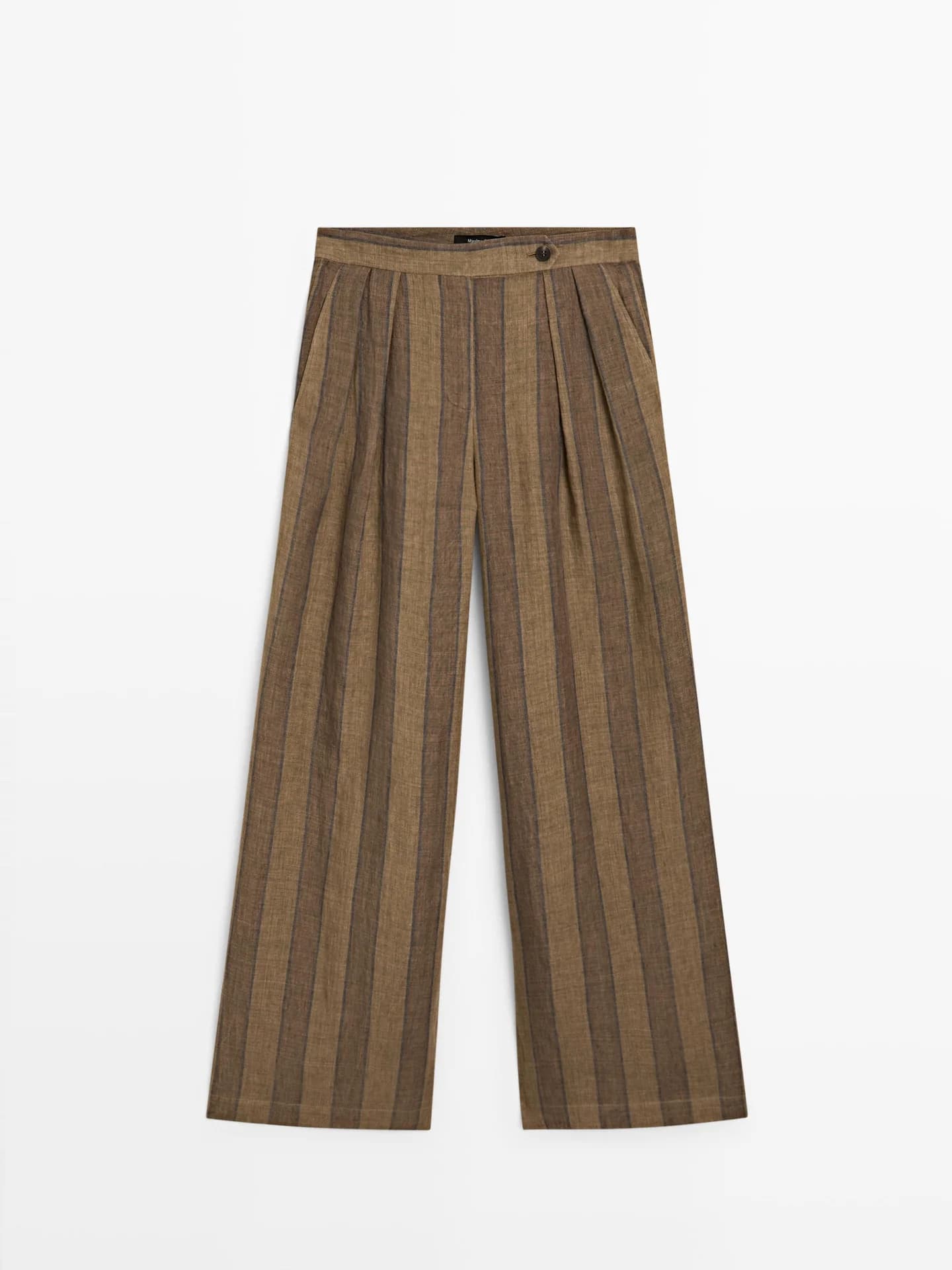 Широкие брюки в полоску с льном - фото 8