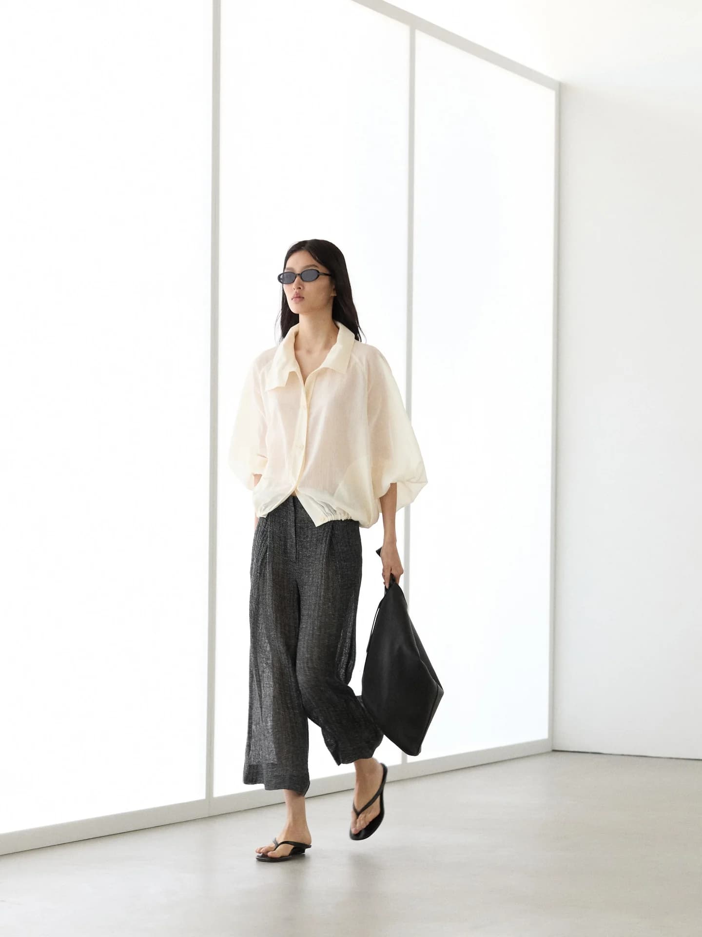 Брюки со складками Total Look, меланжевый лен - фото 9