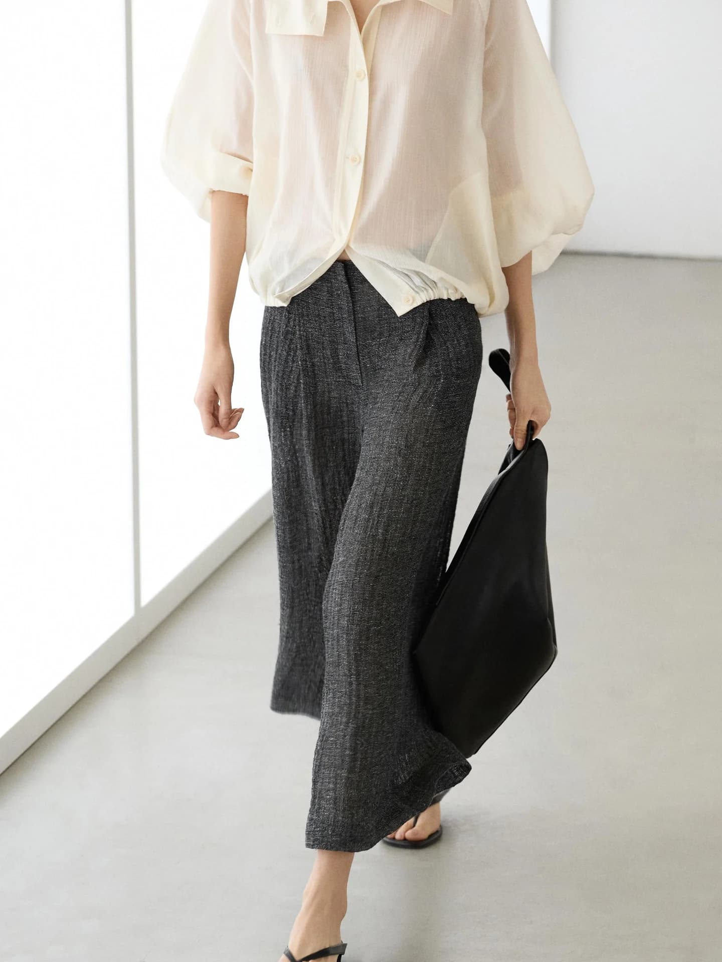 Брюки со складками Total Look, меланжевый лен - фото 10