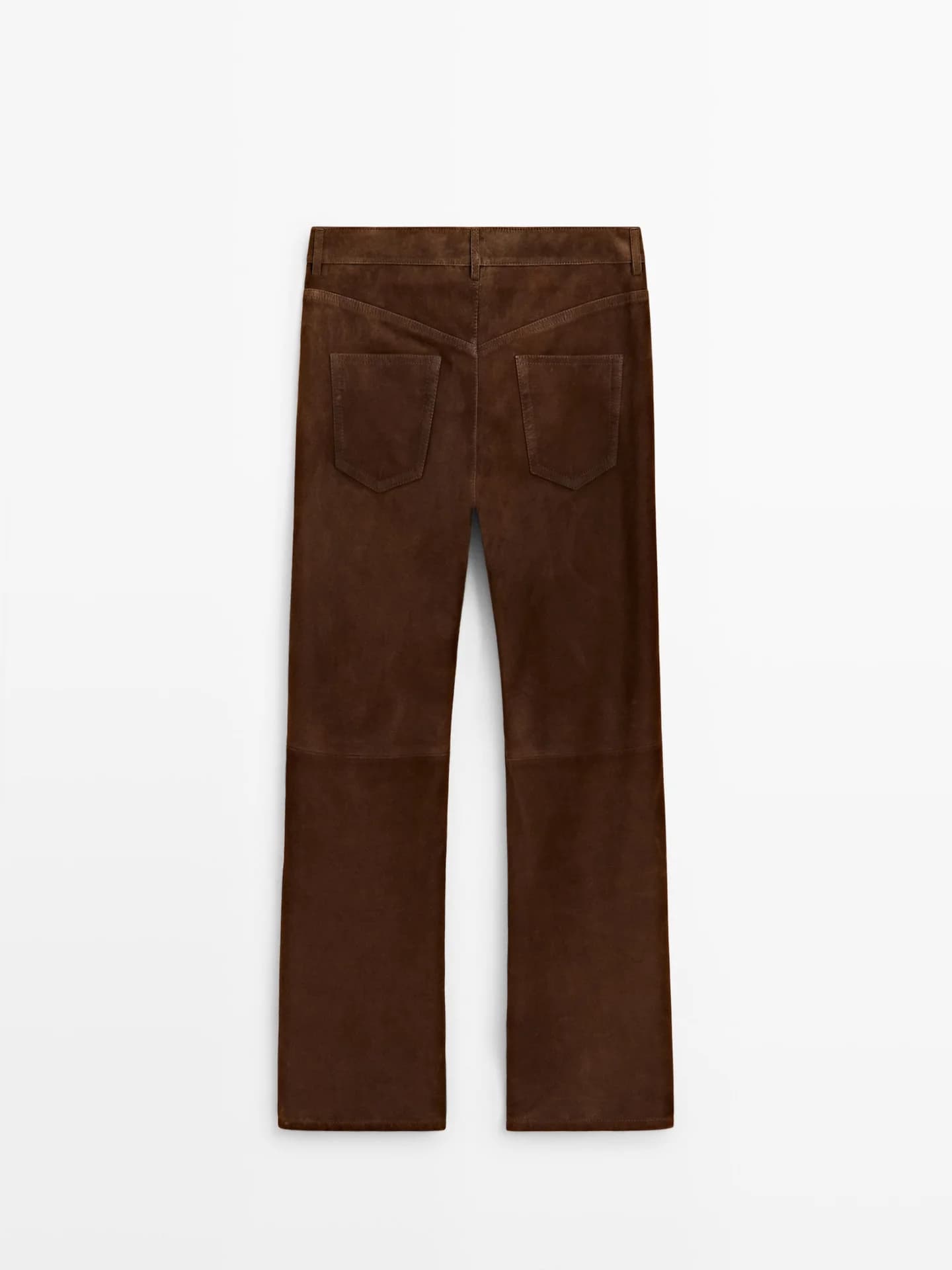 Укороченные замшевые кожаные брюки с кулиской. - фото 2