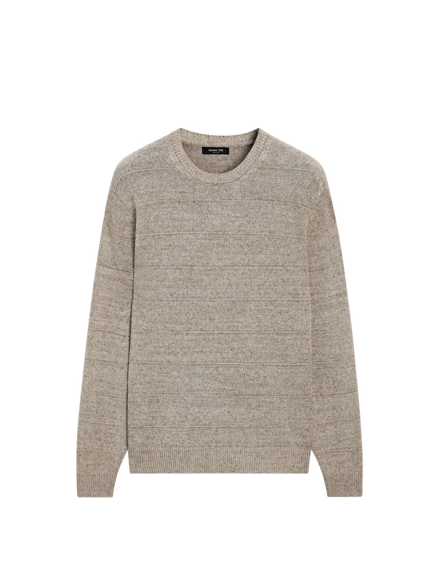 Полосатый вязаный свитер с круглым вырезом - фото 2