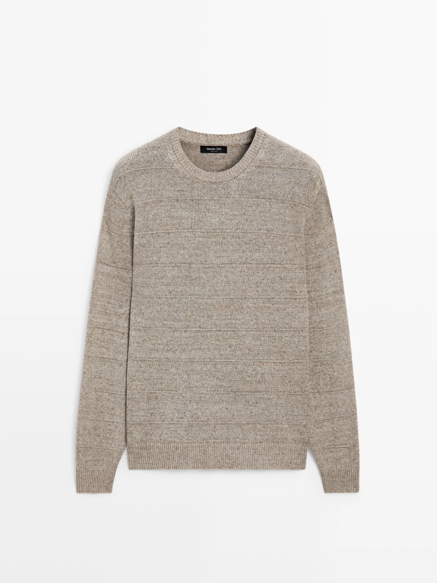 Полосатый вязаный свитер с круглым вырезом - фото 4