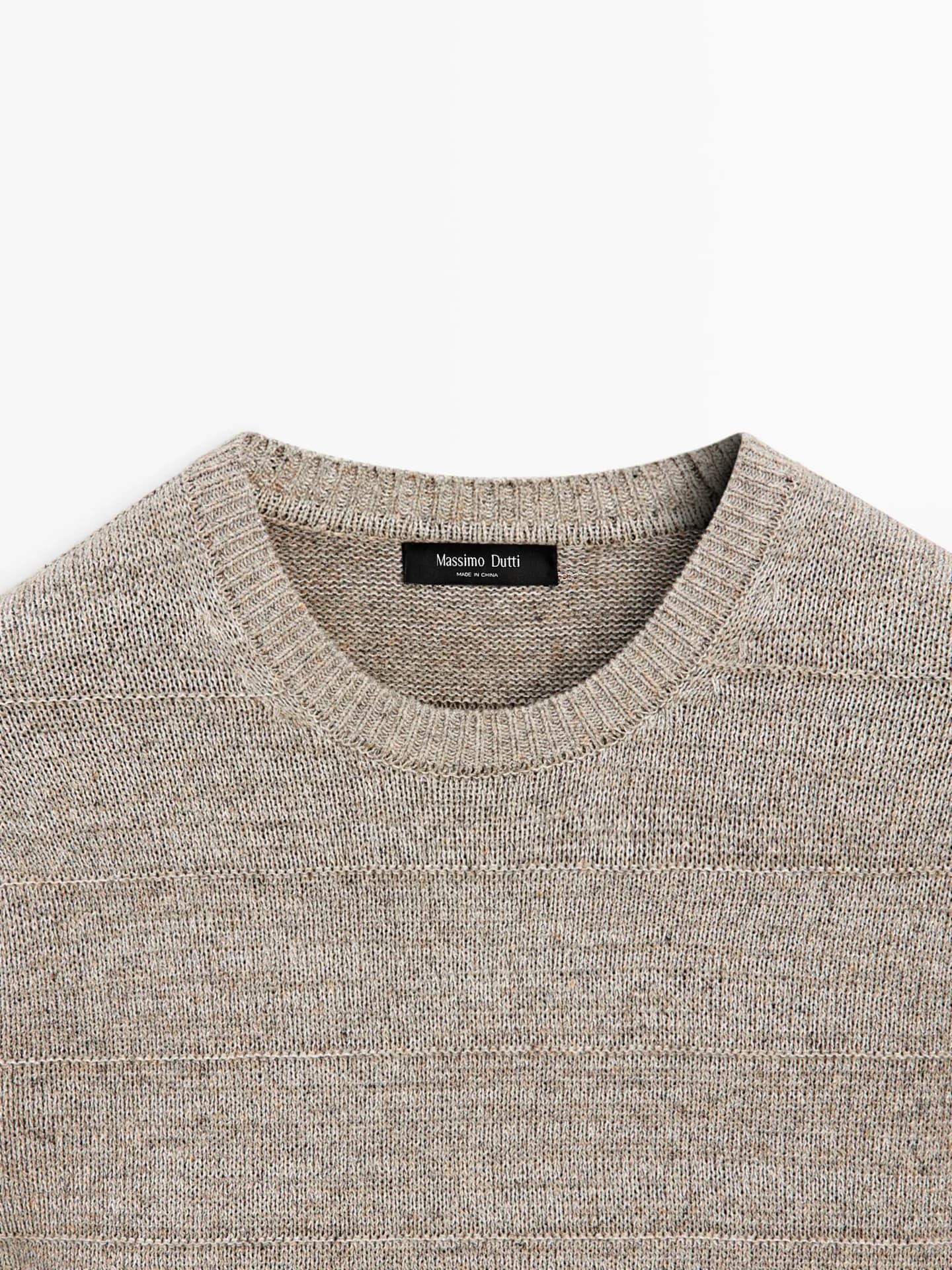 Полосатый вязаный свитер с круглым вырезом - фото 5