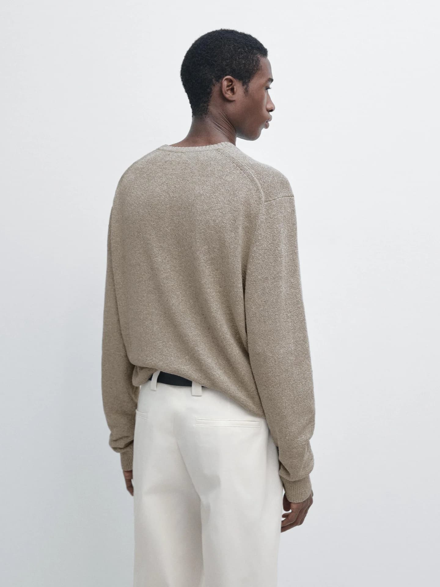 Вязаный свитер из хлопковых и льняных ниток. - фото 3