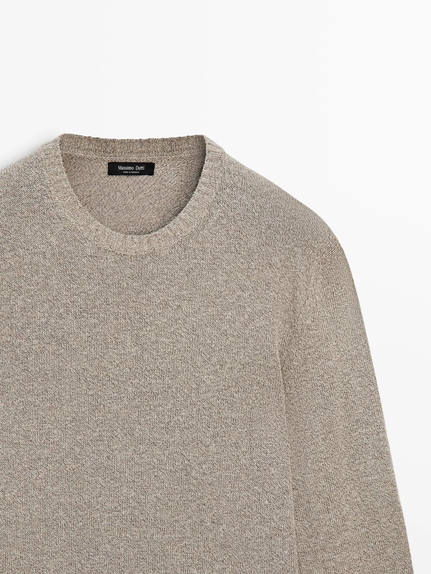 Вязаный свитер из хлопковых и льняных ниток. - фото 9