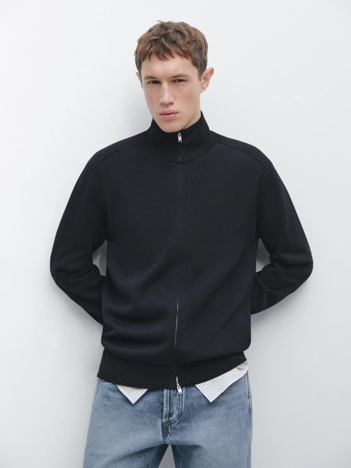 Кардиган хлопковой вязки с застежкой-молнией - фото 2