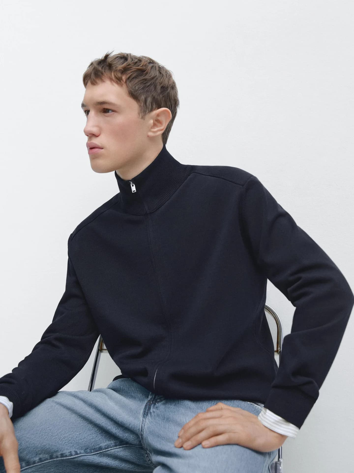 Кардиган хлопковой вязки с застежкой-молнией - фото 4