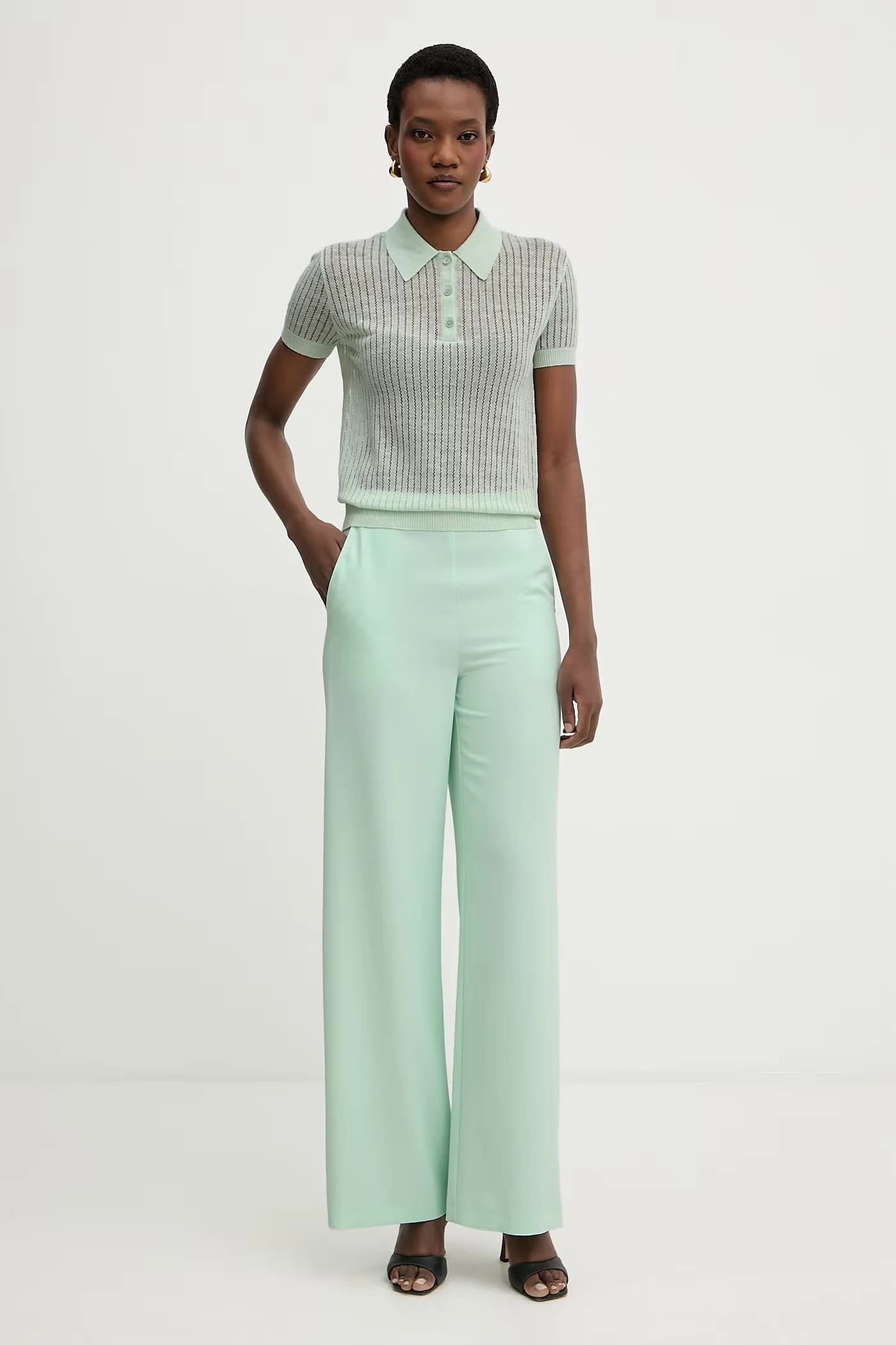 Женский льняной свитер-поло - фото 2