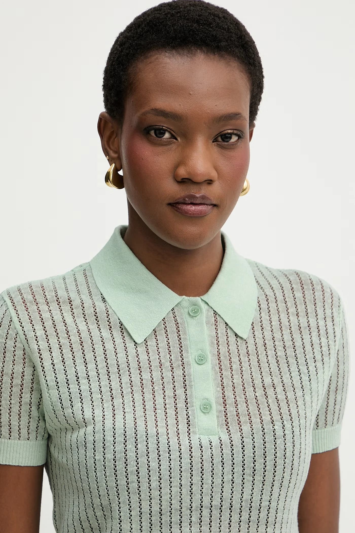 Женский льняной свитер-поло - фото 4