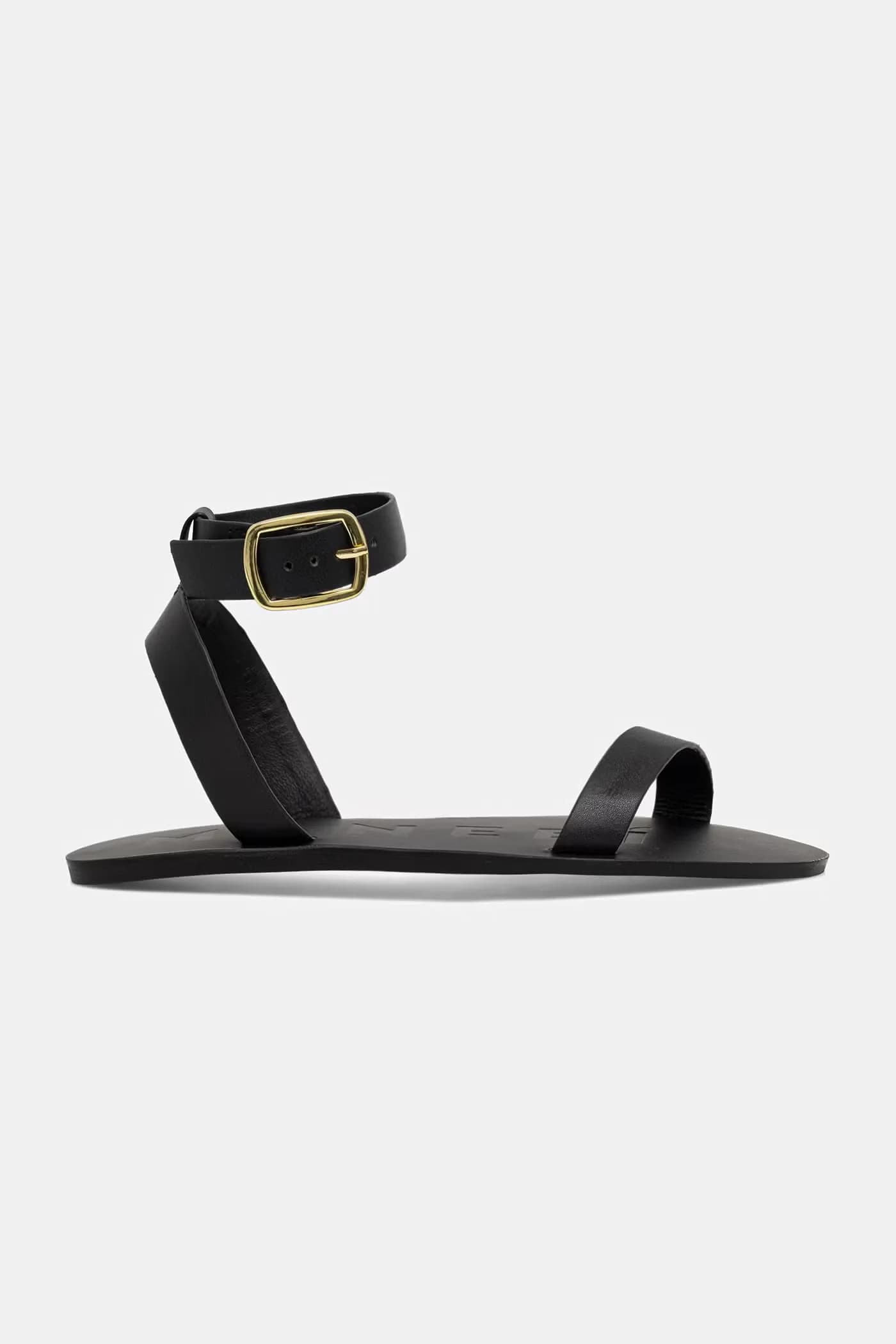 Сандалии женские кожаные Черные на одной ремешке с пряжкой Leat - фото 2