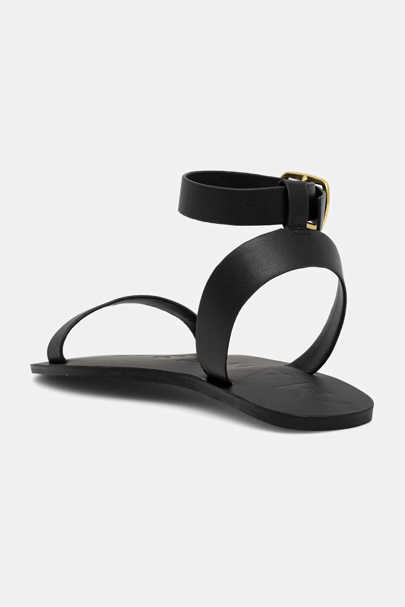 Сандалии женские кожаные Черные на одной ремешке с пряжкой Leat - фото 3