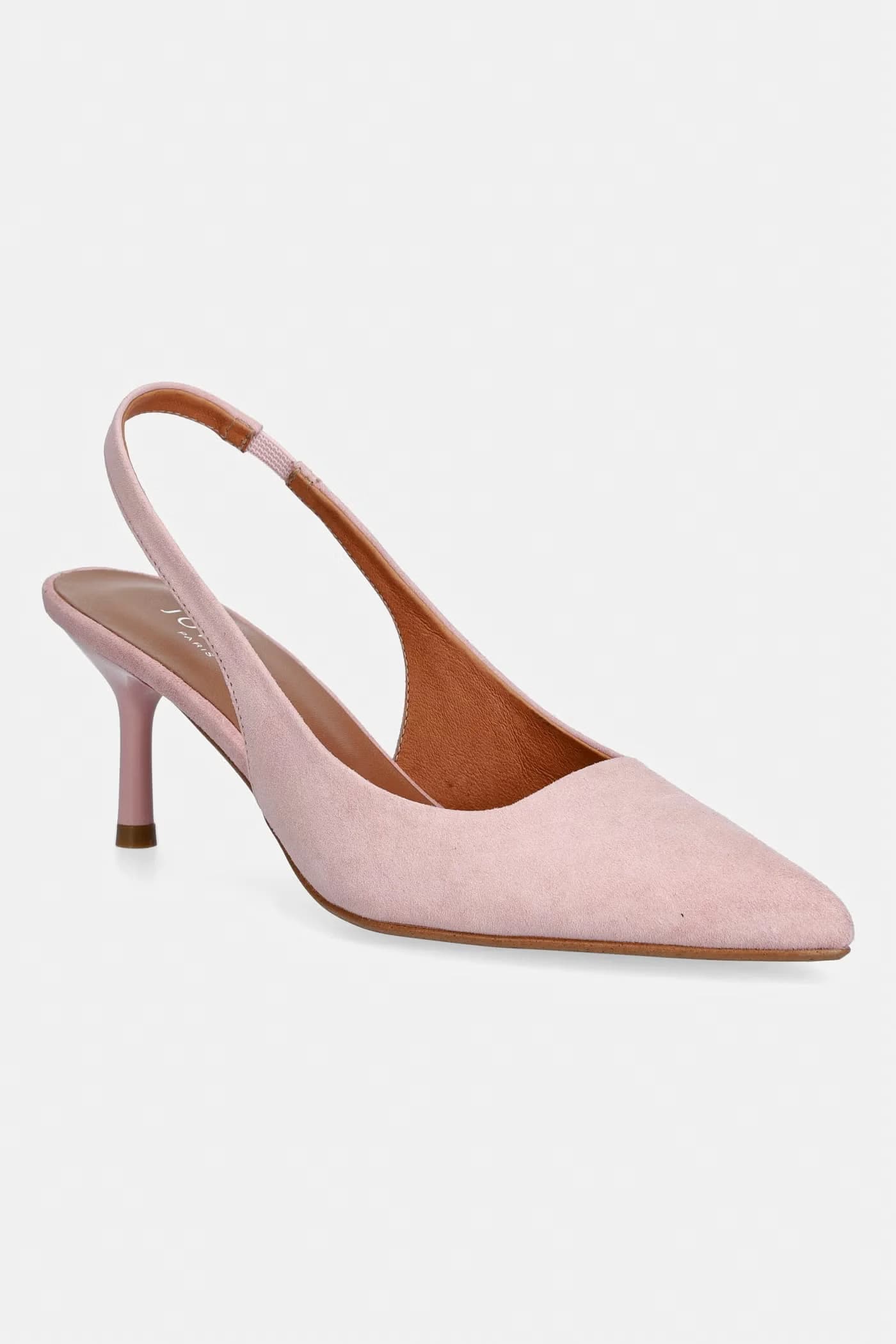 Замшевые туфли на высоком каблуке DIAMANTINE VELOURS с открытой пяткой.