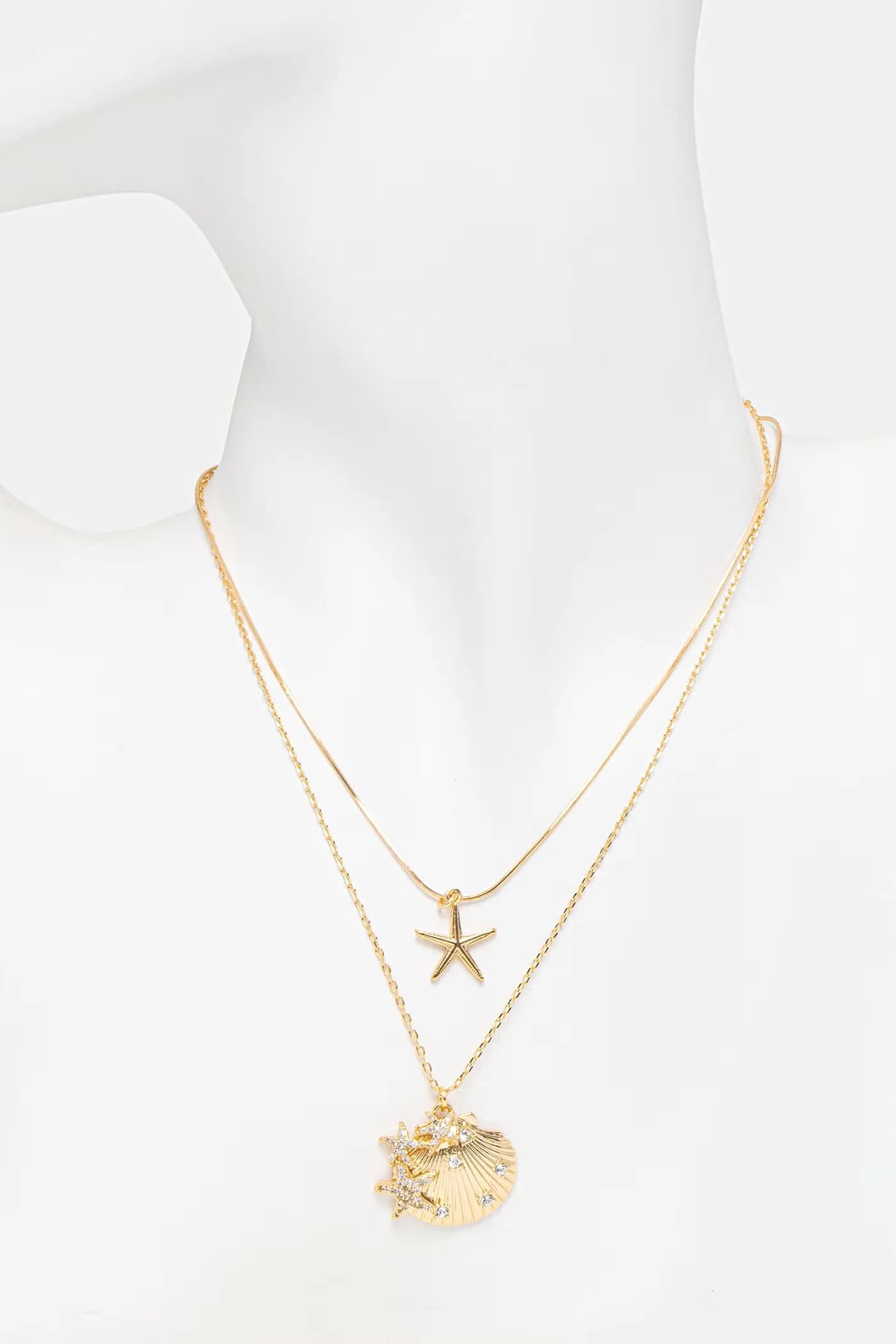 Женское металлическое колье с цирконом SEACHARMSIE, 2 шт. - фото 3