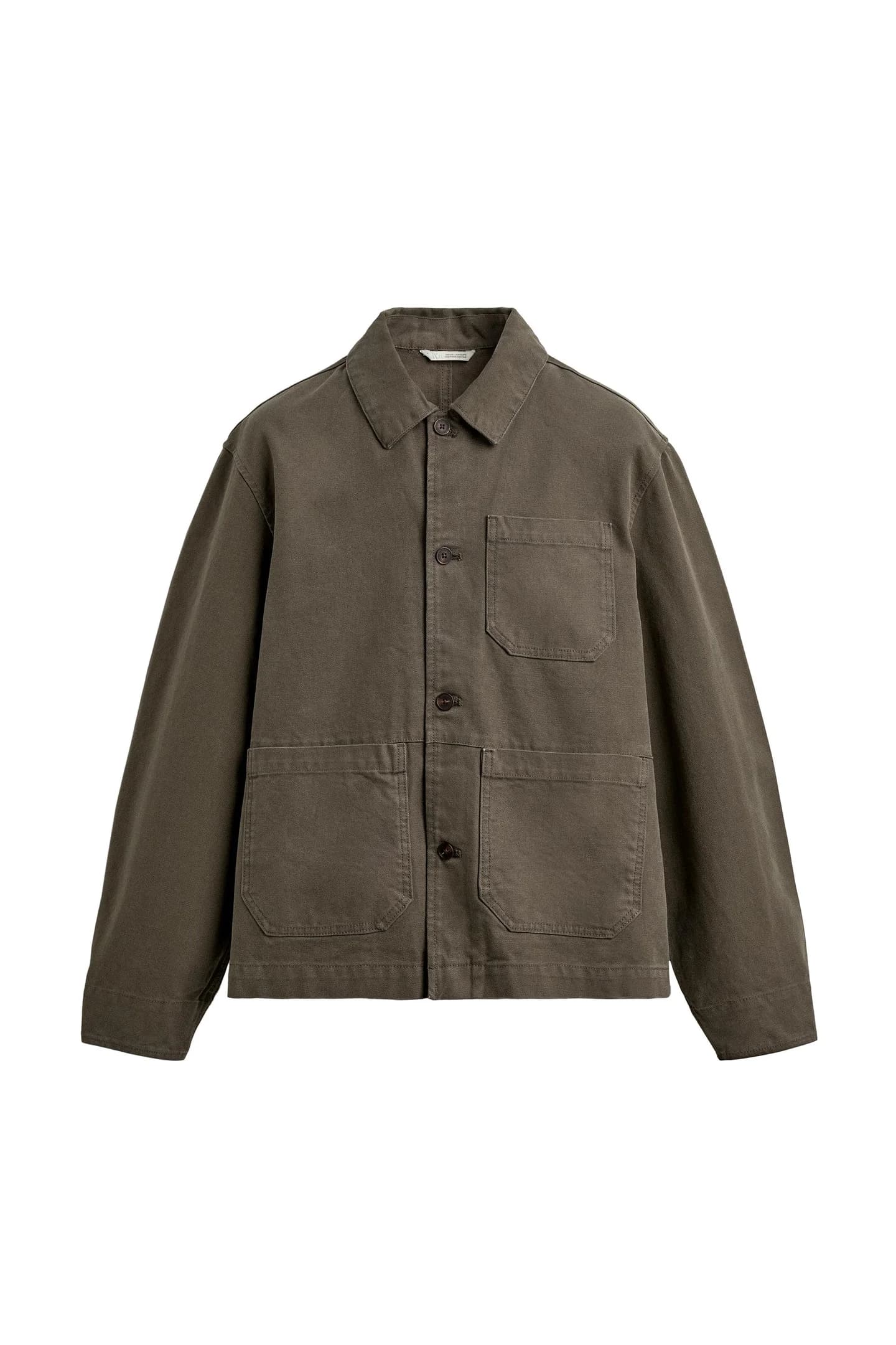 КУРТКА-РУБАШКА СВОБОДНОГО КРОЯ ИЗ ТКАНИ КАНВА, С ЭФФЕКТОМ СТИРКИ - фото 3