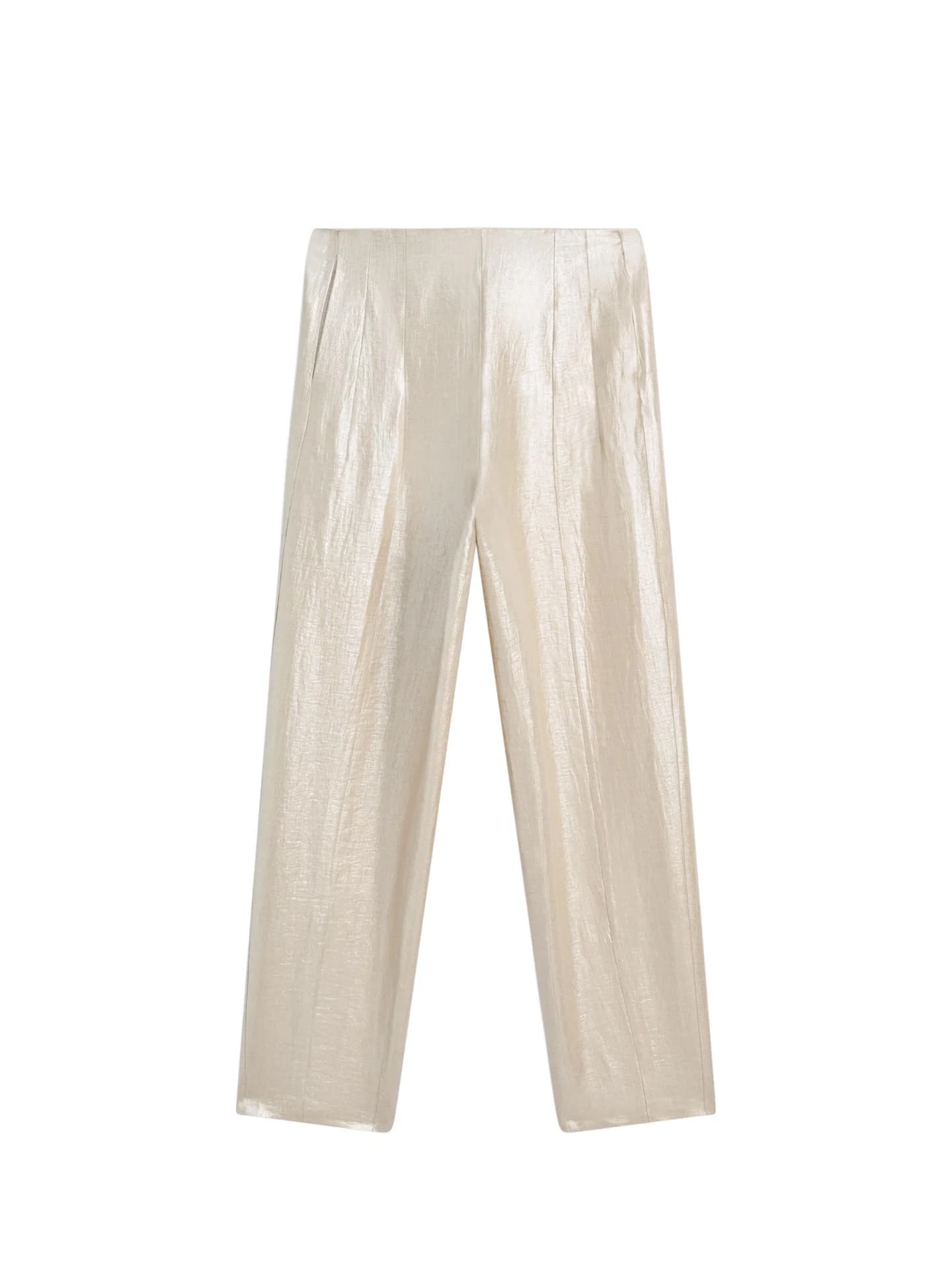 Свободные брюки металлик с льном - фото 4