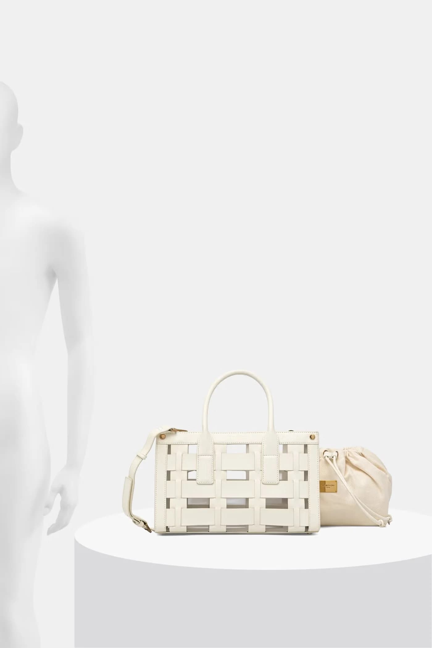 Женская сумка-корзина из искусственной кожи. - фото 7