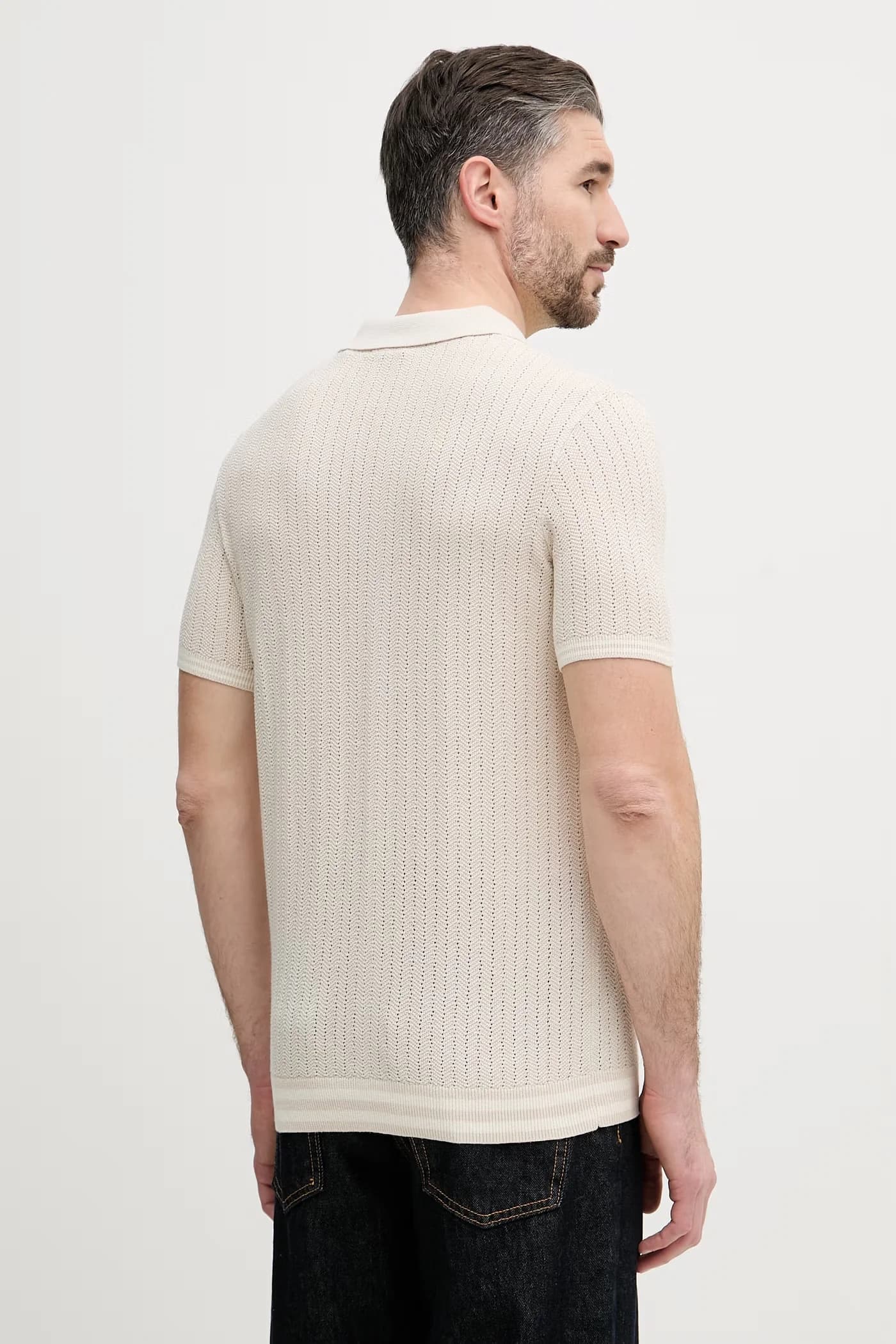 Мужское хлопковое поло TIPPED OPEN KNIT SS - фото 3