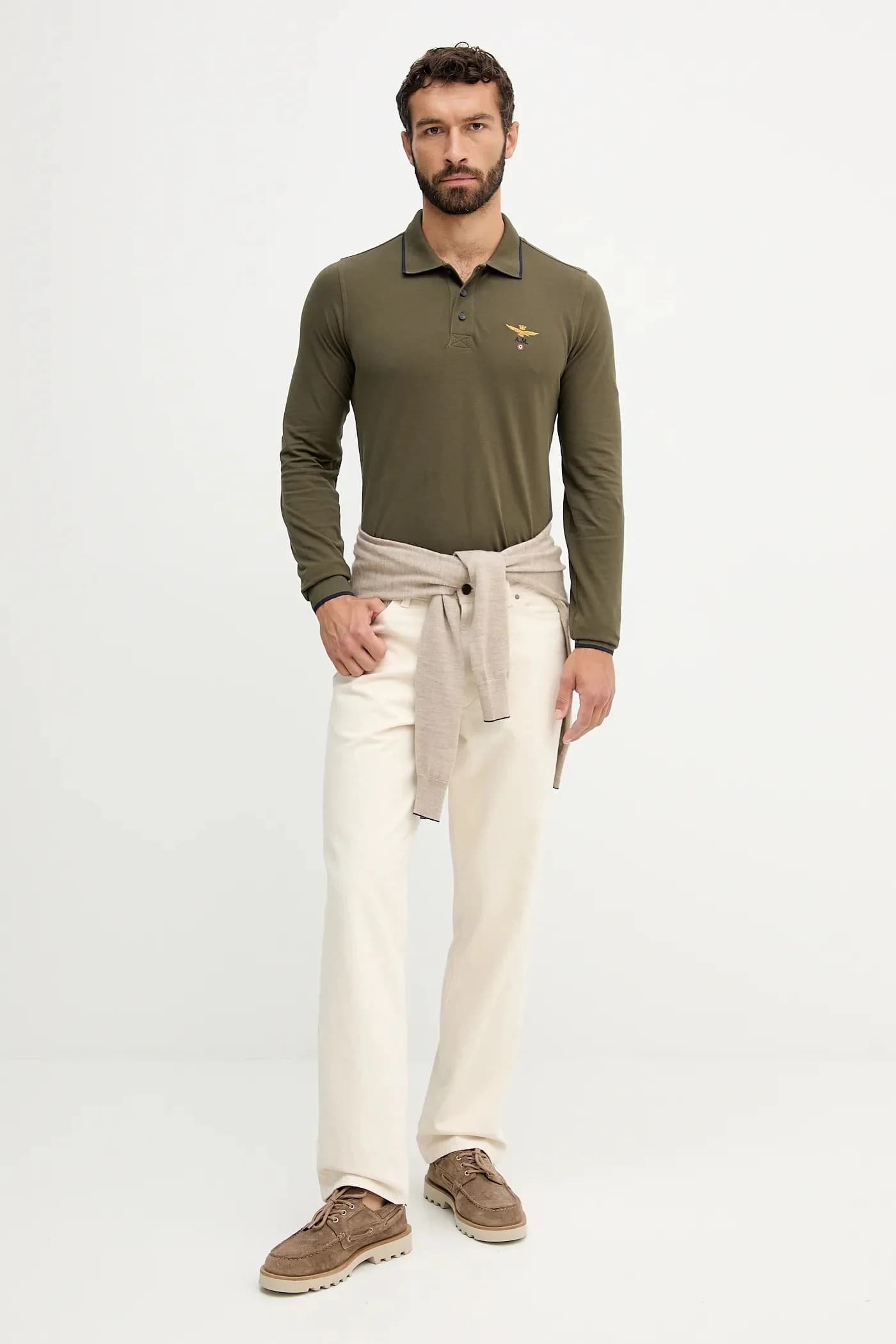 Хлопковая рубашка с длинным рукавом - фото 2